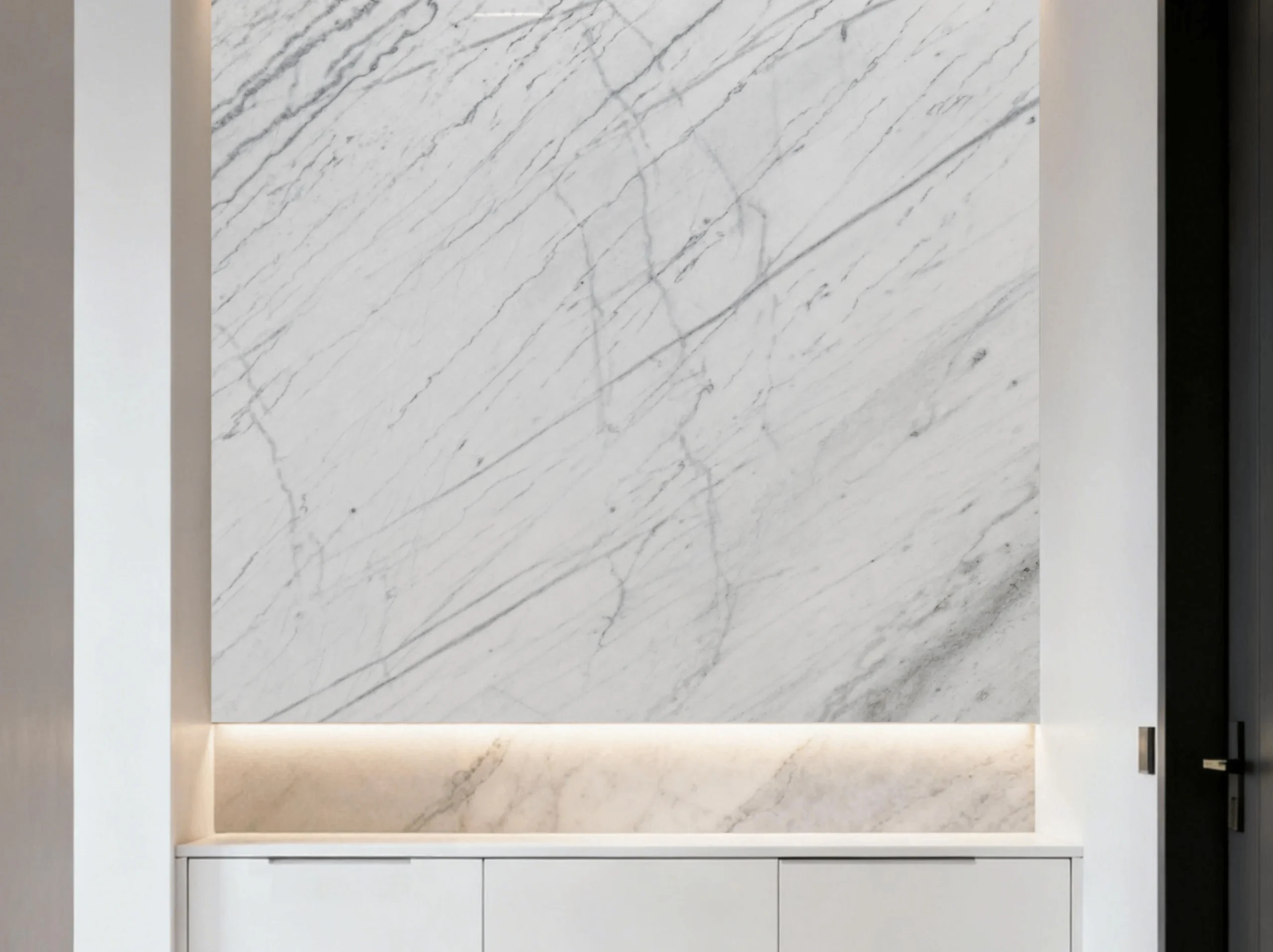 white-guangxi-marble-decorative-wall-cladding.webp White Guangxi Marble wall panel with fine diagonal grey veining
