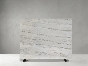 White Guangxi Marble slab with fine flowing grey-beige veins