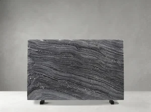 Wooden Black Marble slab with horizontal wood-grain veining