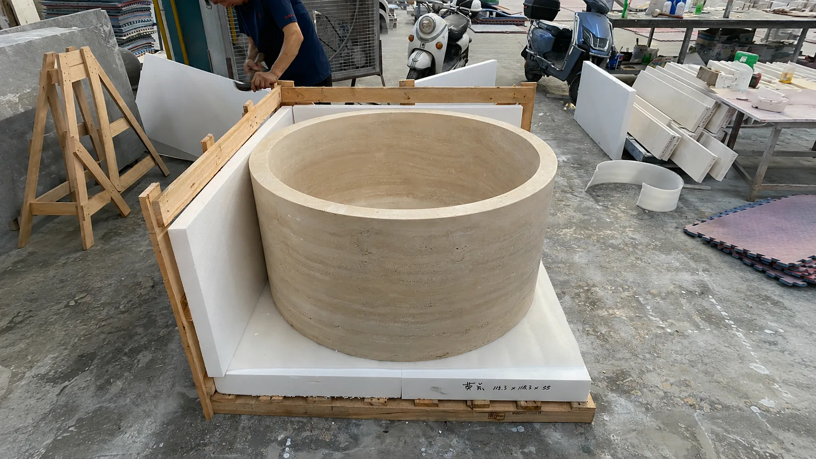 Custom Natural Stone Bathtub Export Packing Inspection Reliable natural stone supplier export packing inspection for a custom stone bathtub