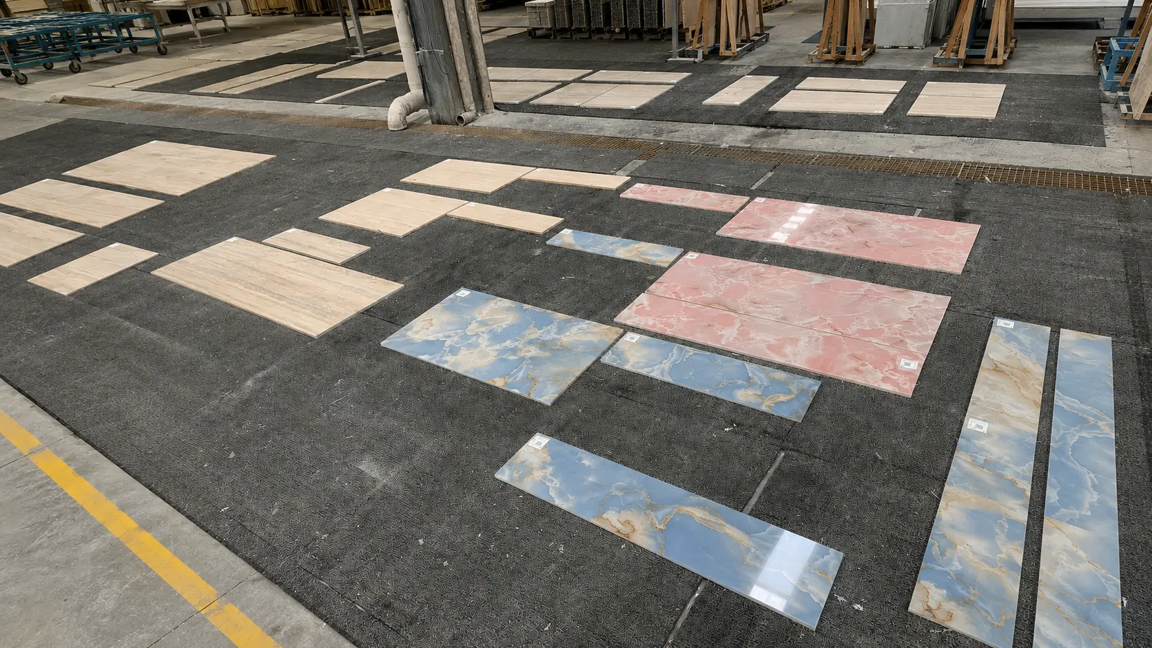 Custom onyx dry lay layout for color matching and project inspection
