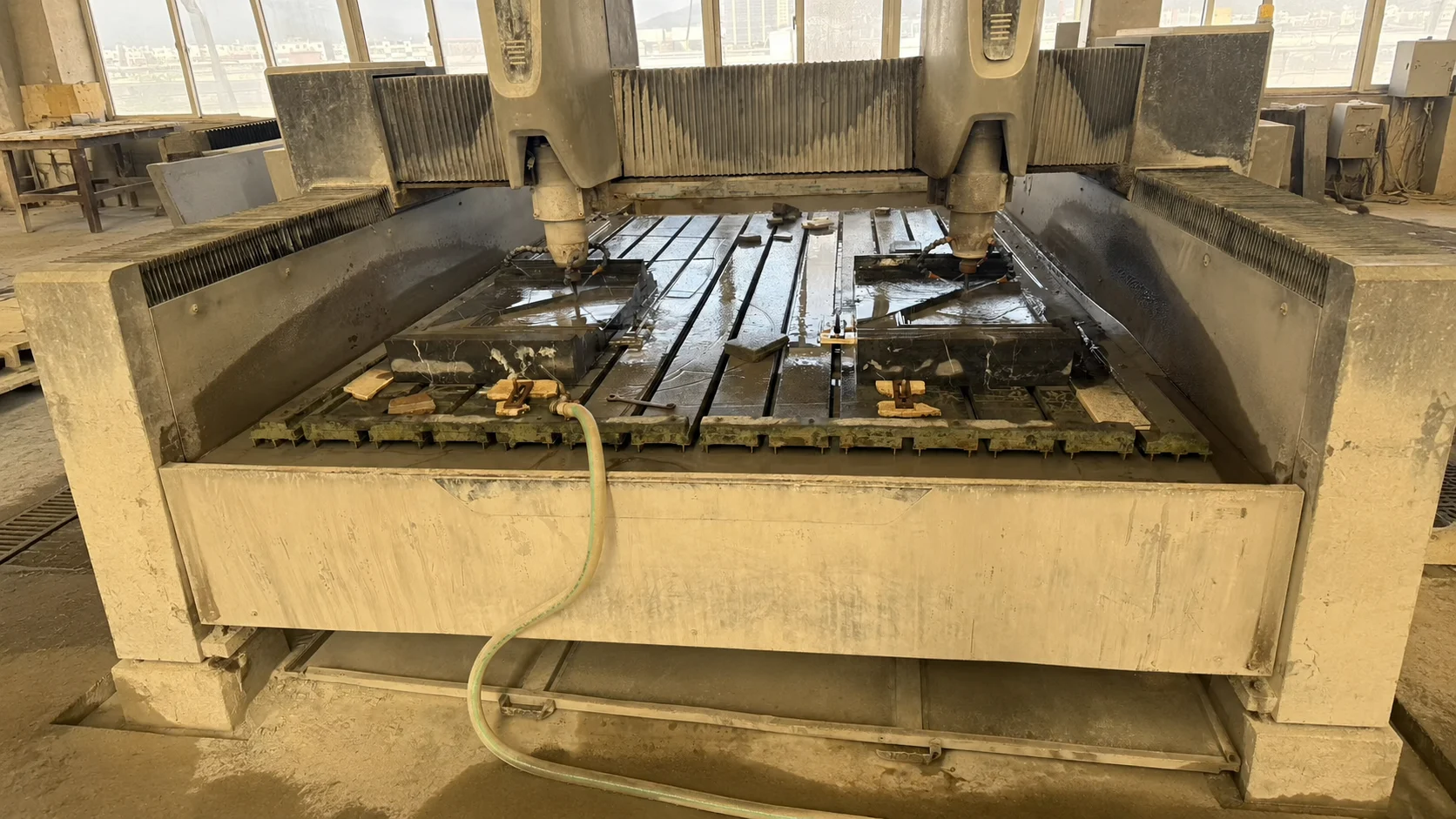 Industrial Waterjet Stone Cutting Machine Industrial waterjet machine cutting natural stone for custom hotel and retail interiors