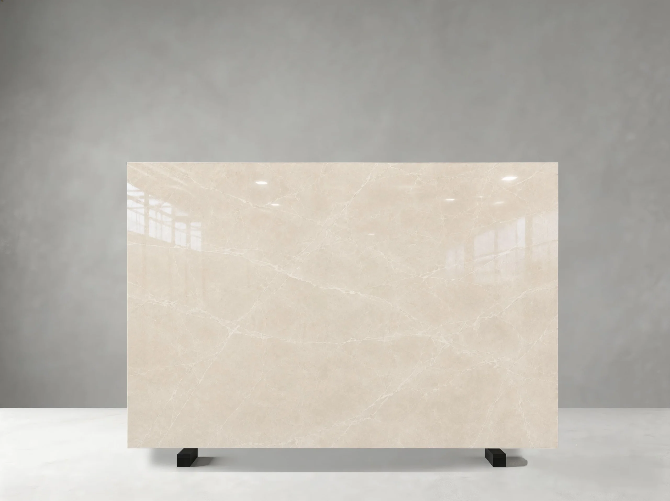 Bailuan Beige Marble full slab with light cream-beige and warm ivory tones and low-contrast clouding with subtle white and pale grey veins