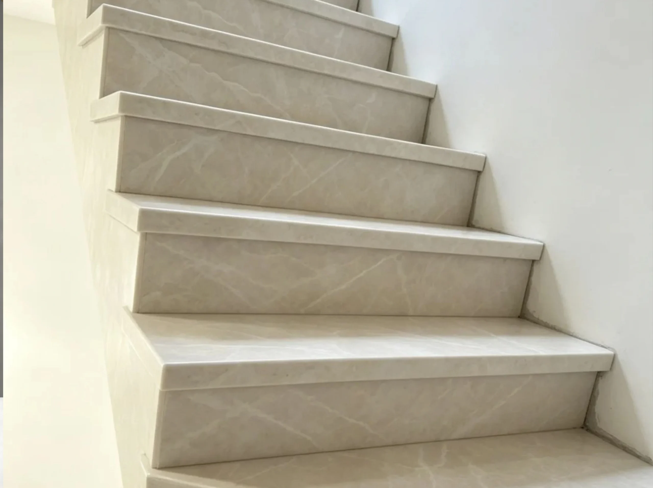 Baiyulan Beige Marble staircase treads and risers