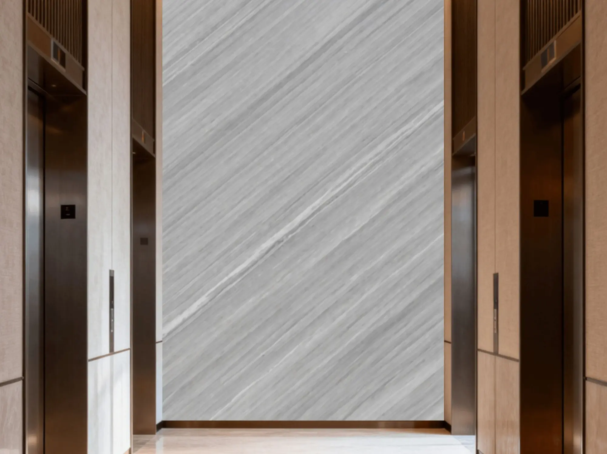 Bardiglio Imperiale Marble elevator lobby feature wall application