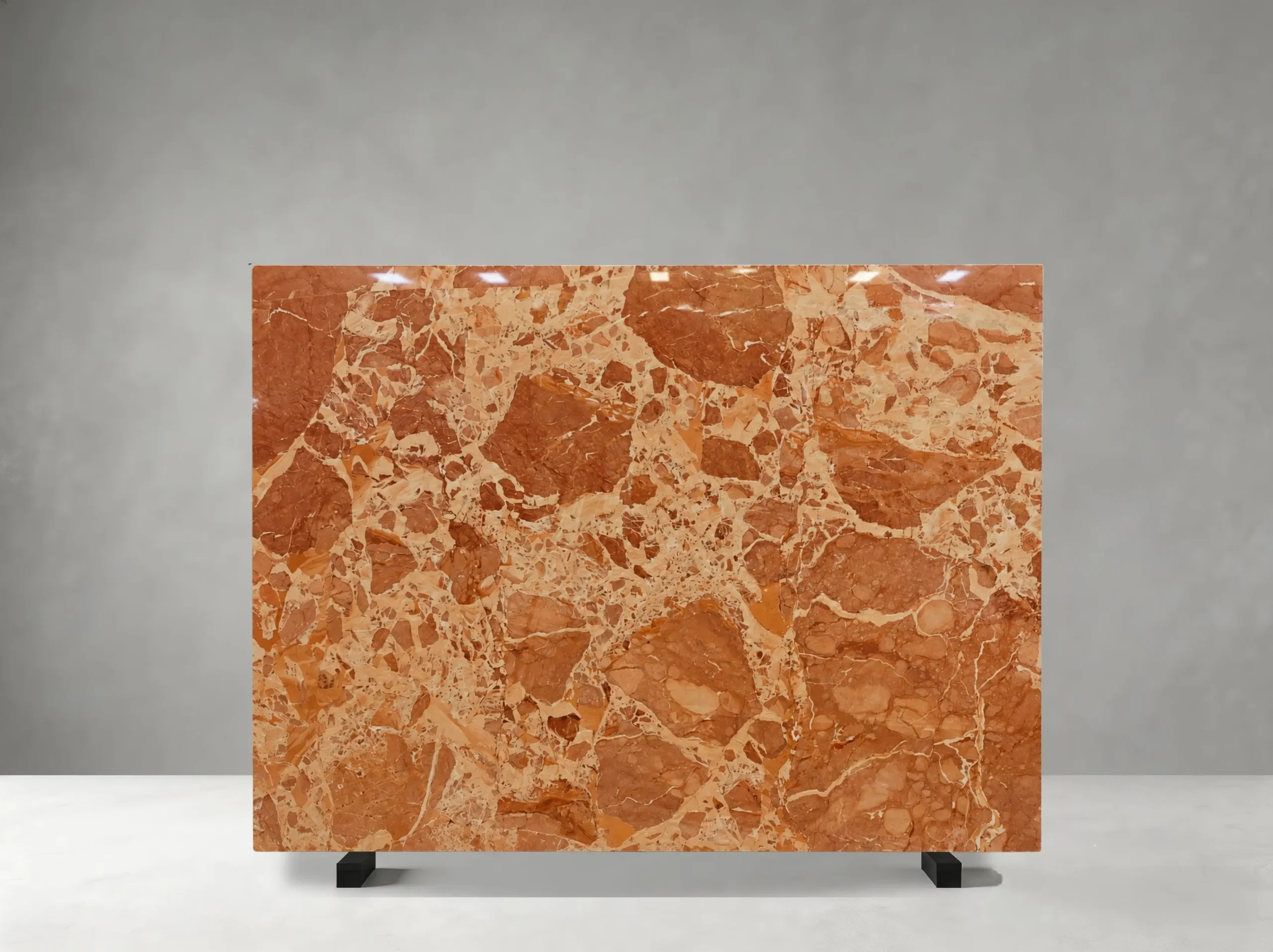 Second Breccia Fumane Marble slab showing natural batch variation and rich earthy colour and architectural breccia movement