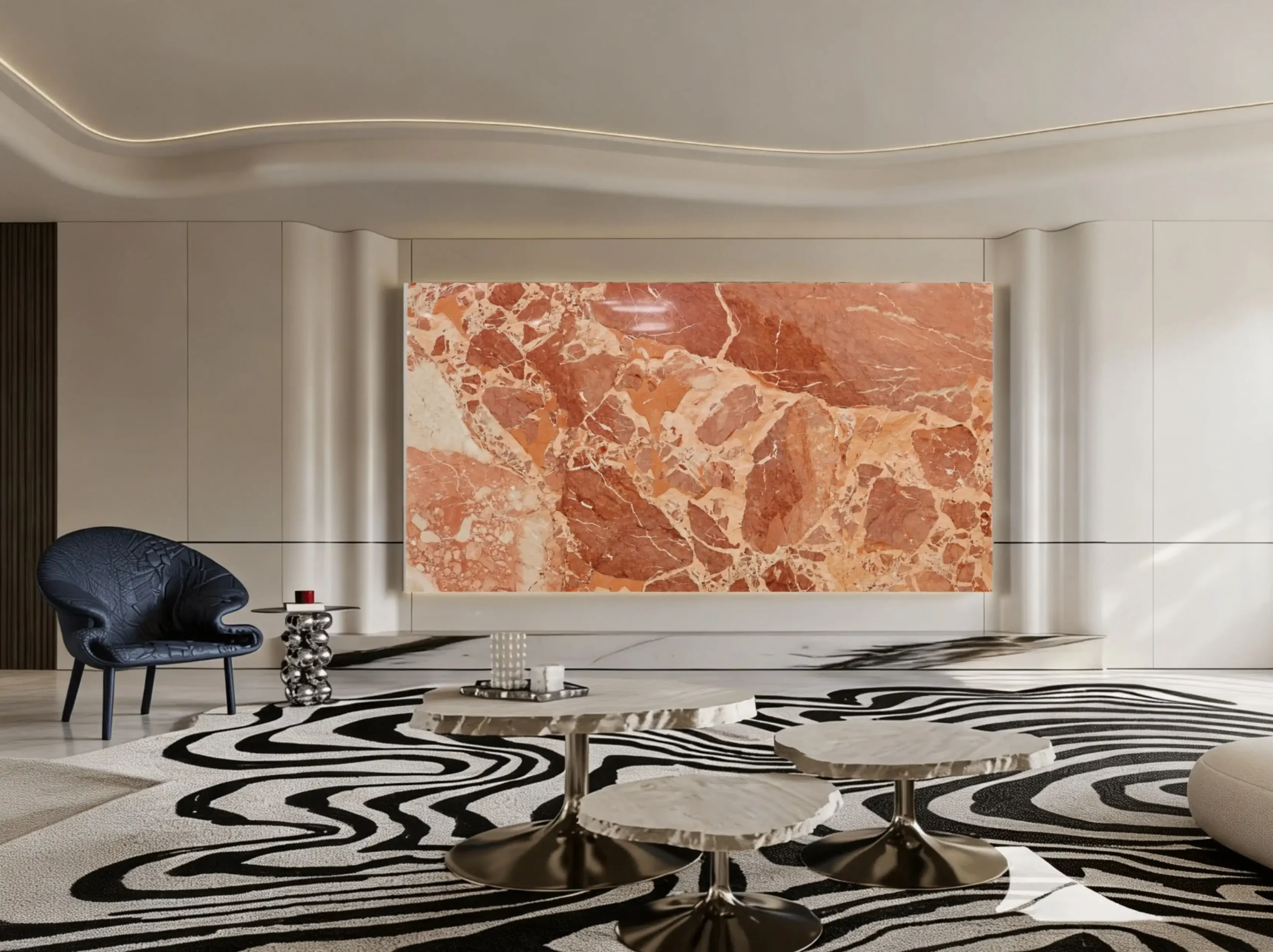 Breccia Fumane Marble living room feature wall