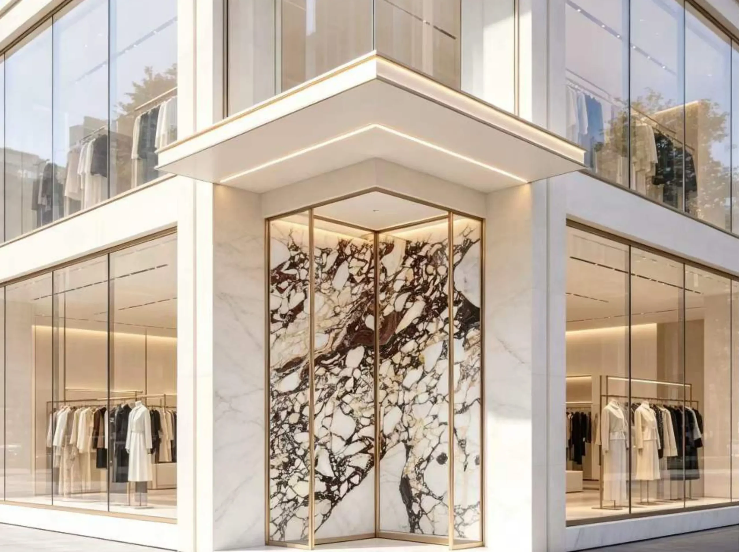Bvlgari Purple Marble entrance facade for a luxury retail store