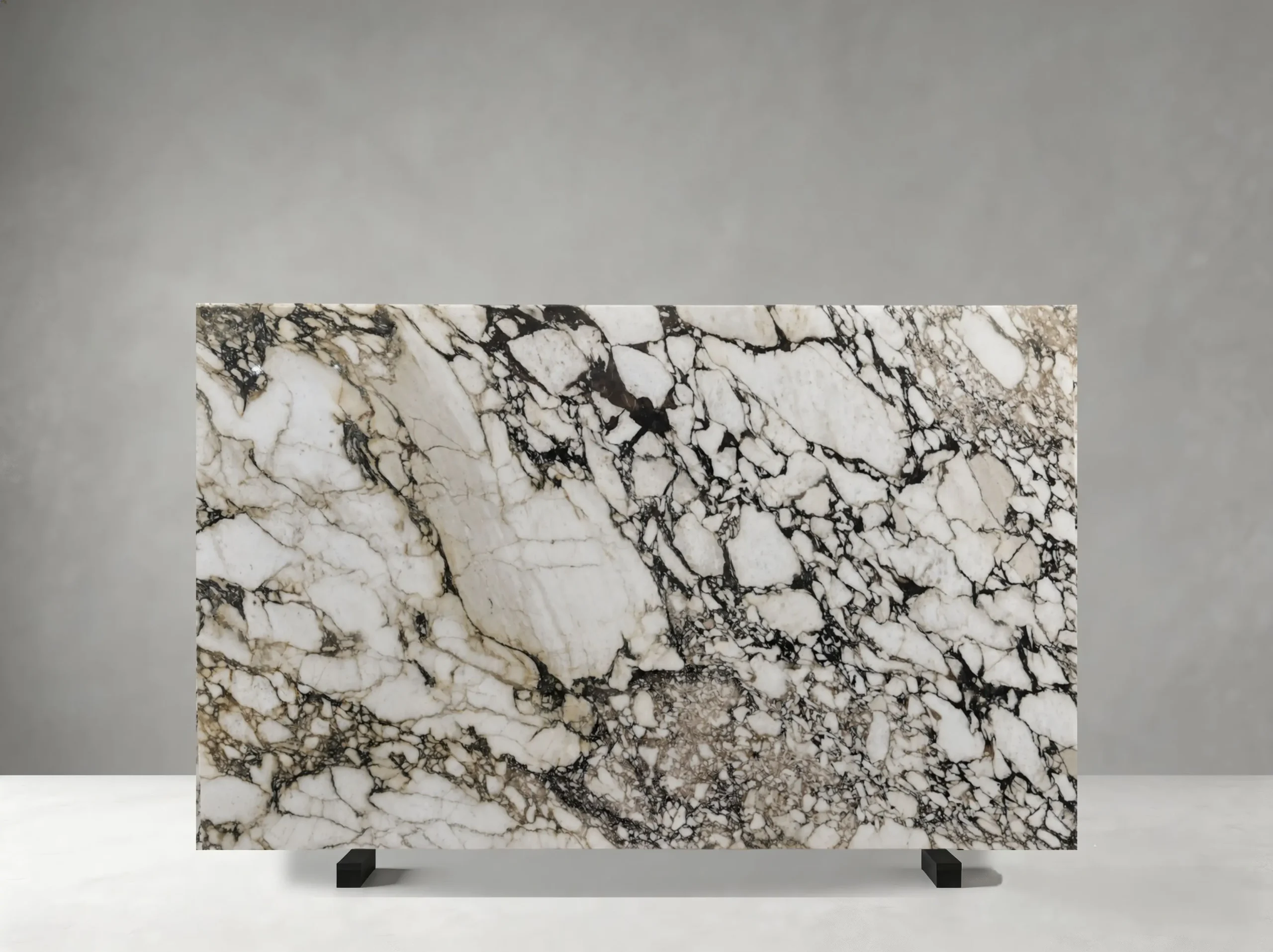 Bvlgari Purple Marble polished slab with white fragments and dark purple veining