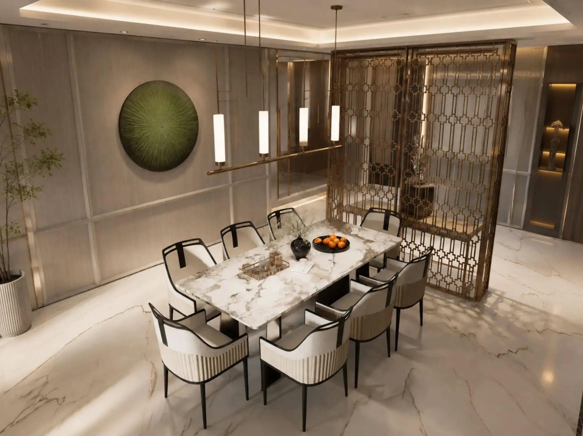 Camus Brown Marble dining room floor and table application