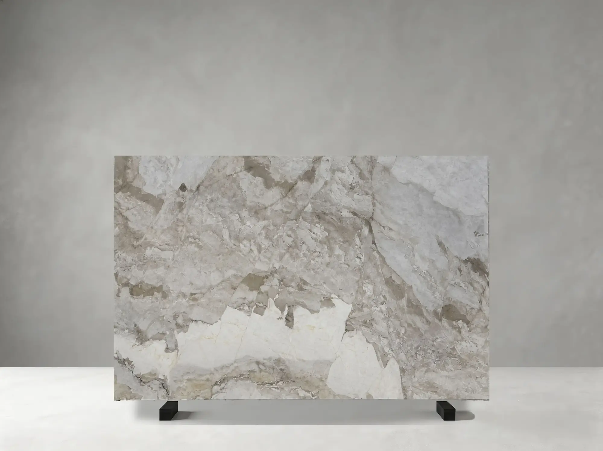 Camus Brown Marble polished slab showing a warm beige field with layered brown and cream movement