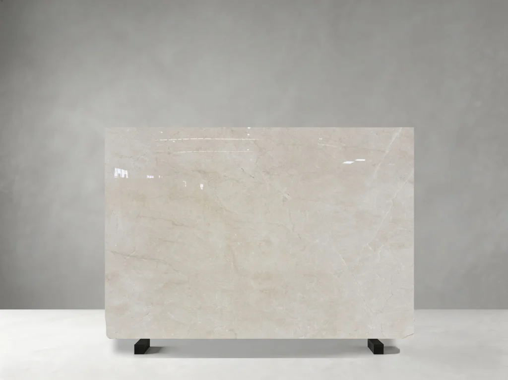 Crema Marfil Marble slab 01 showing natural colour and veining