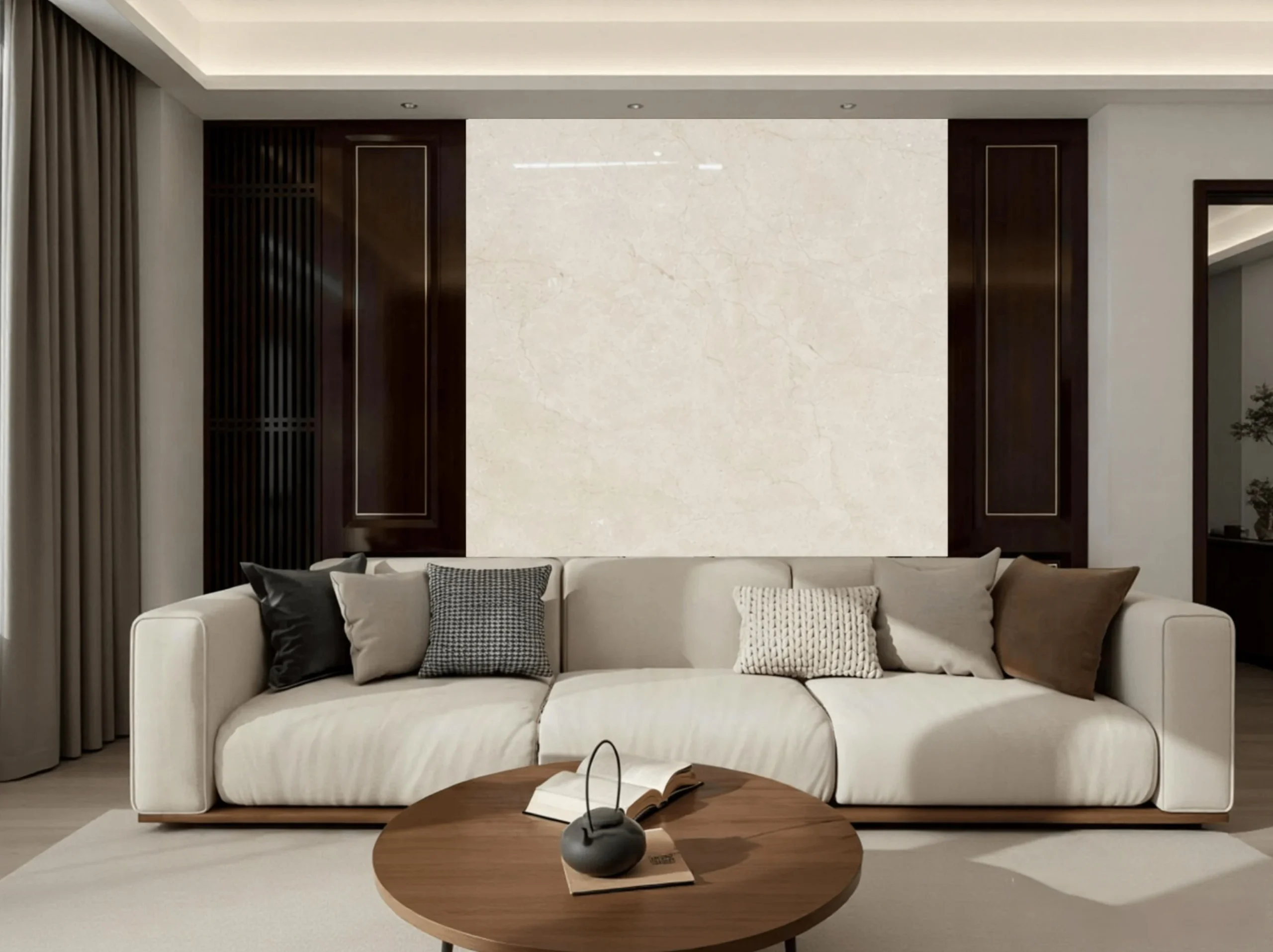 Crema Marfil Standard Marble Living Room Feature Wall Crema Marfil Standard Marble application: Crema Marfil Standard Marble Living Room Feature Wall