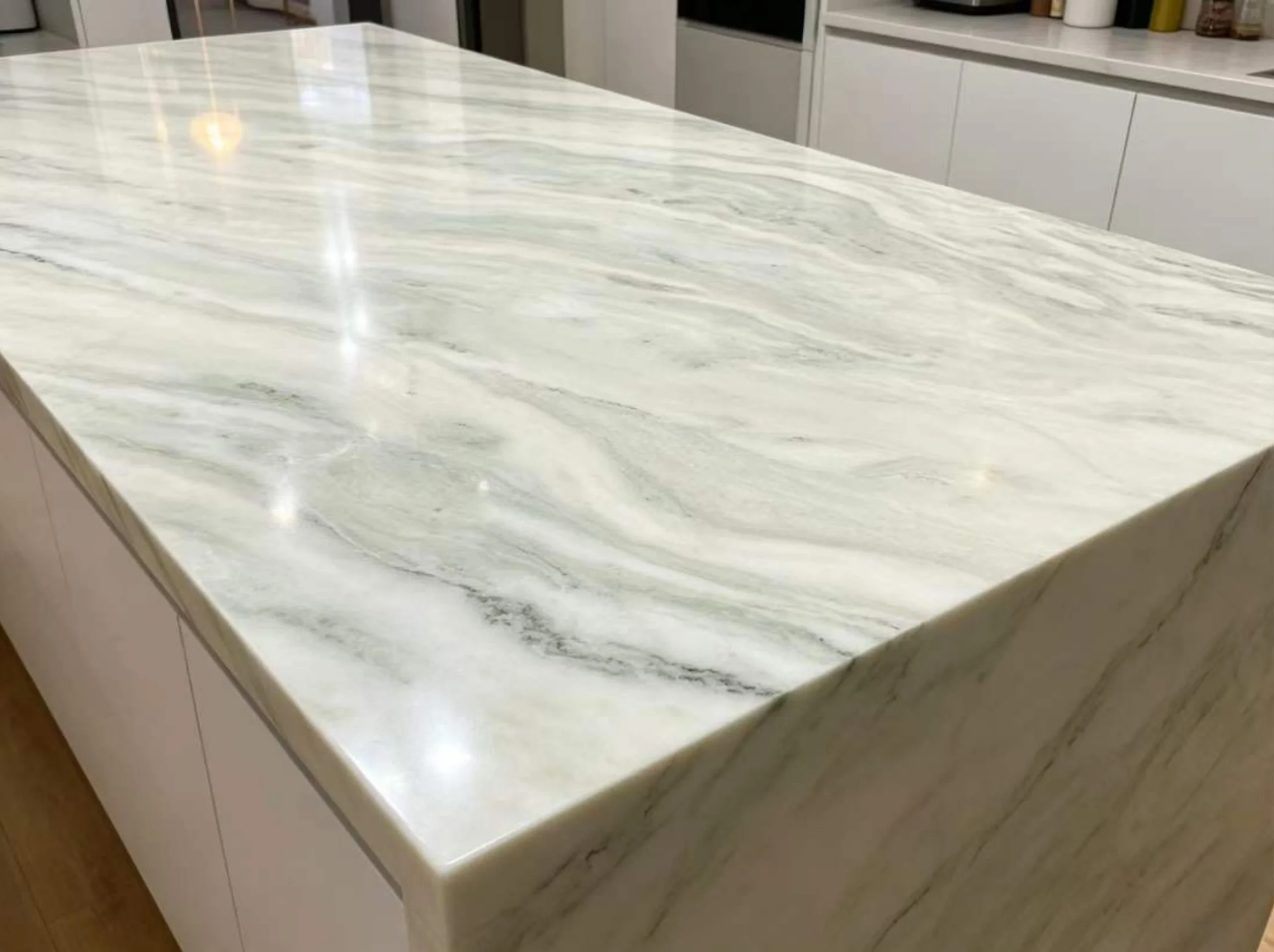 Ethereal Green Marble Kitchen Island Ethereal Green Marble application: Ethereal Green Marble Kitchen Island