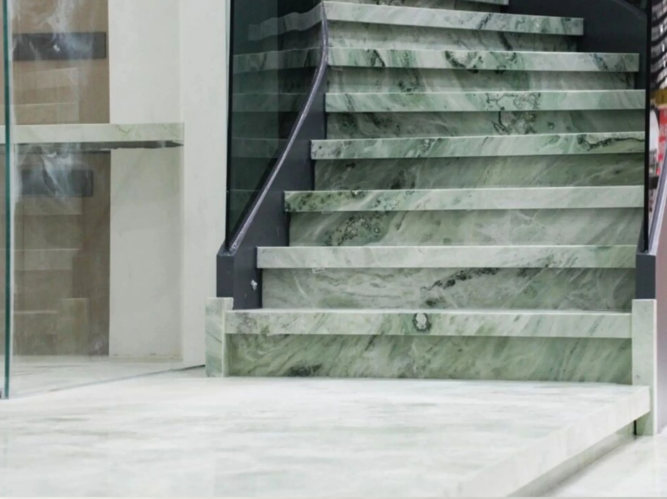 Ethereal Green Marble Marble Staircase Ethereal Green Marble application: Ethereal Green Marble Marble Staircase
