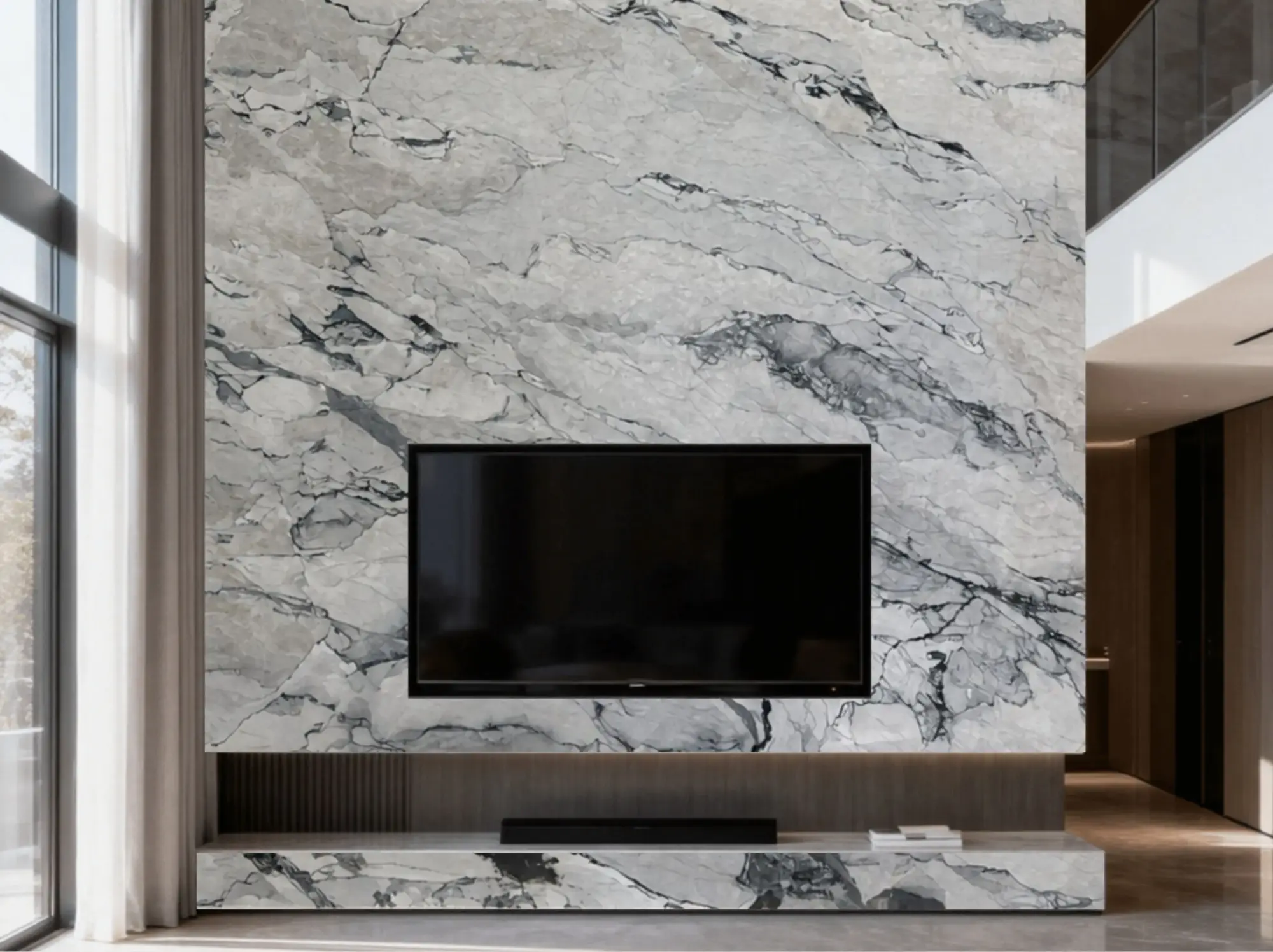Fantasy Wave Marble tv feature wall application
