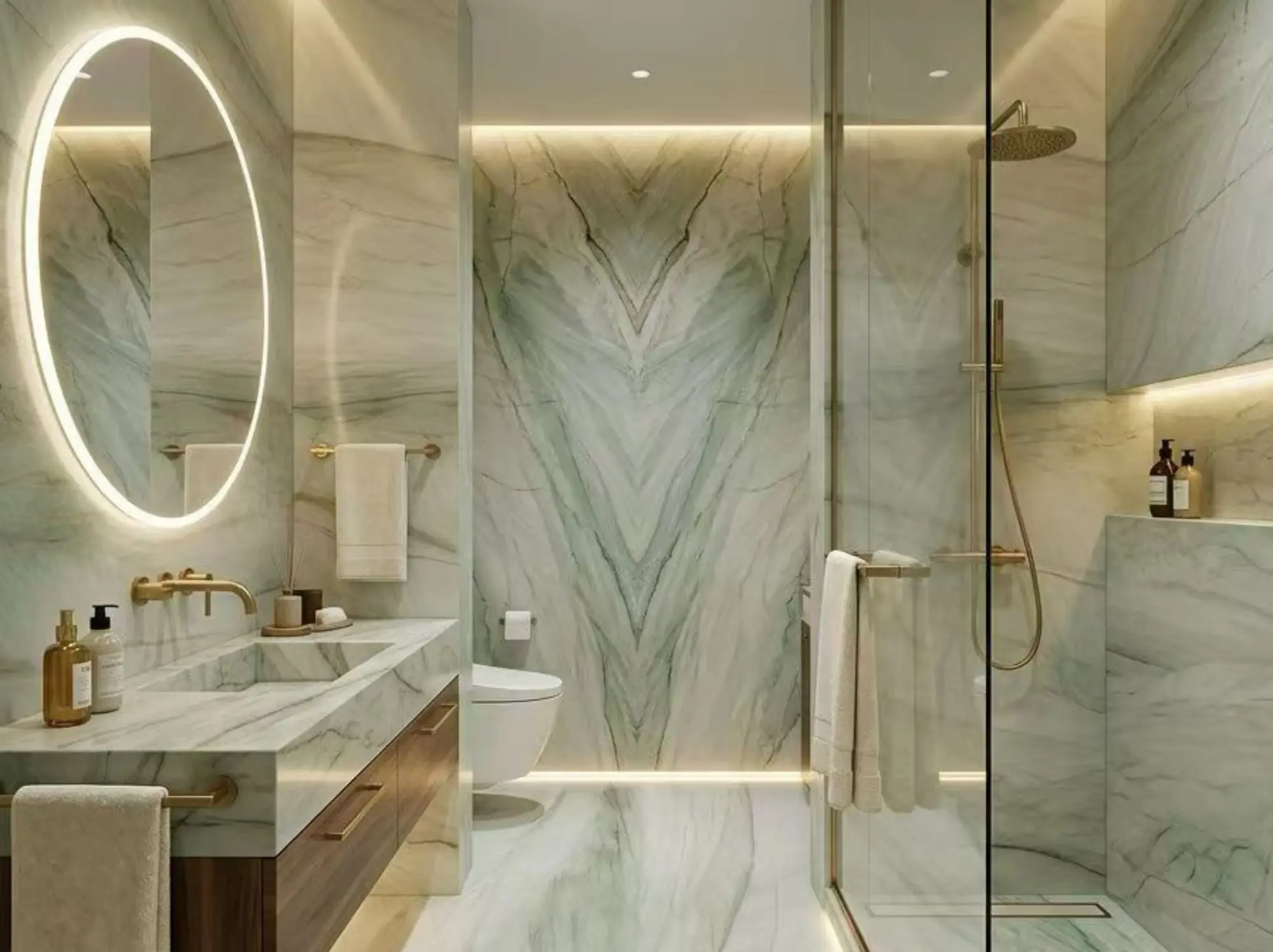 Gaya Dream Quartzite bathroom wall and vanity application