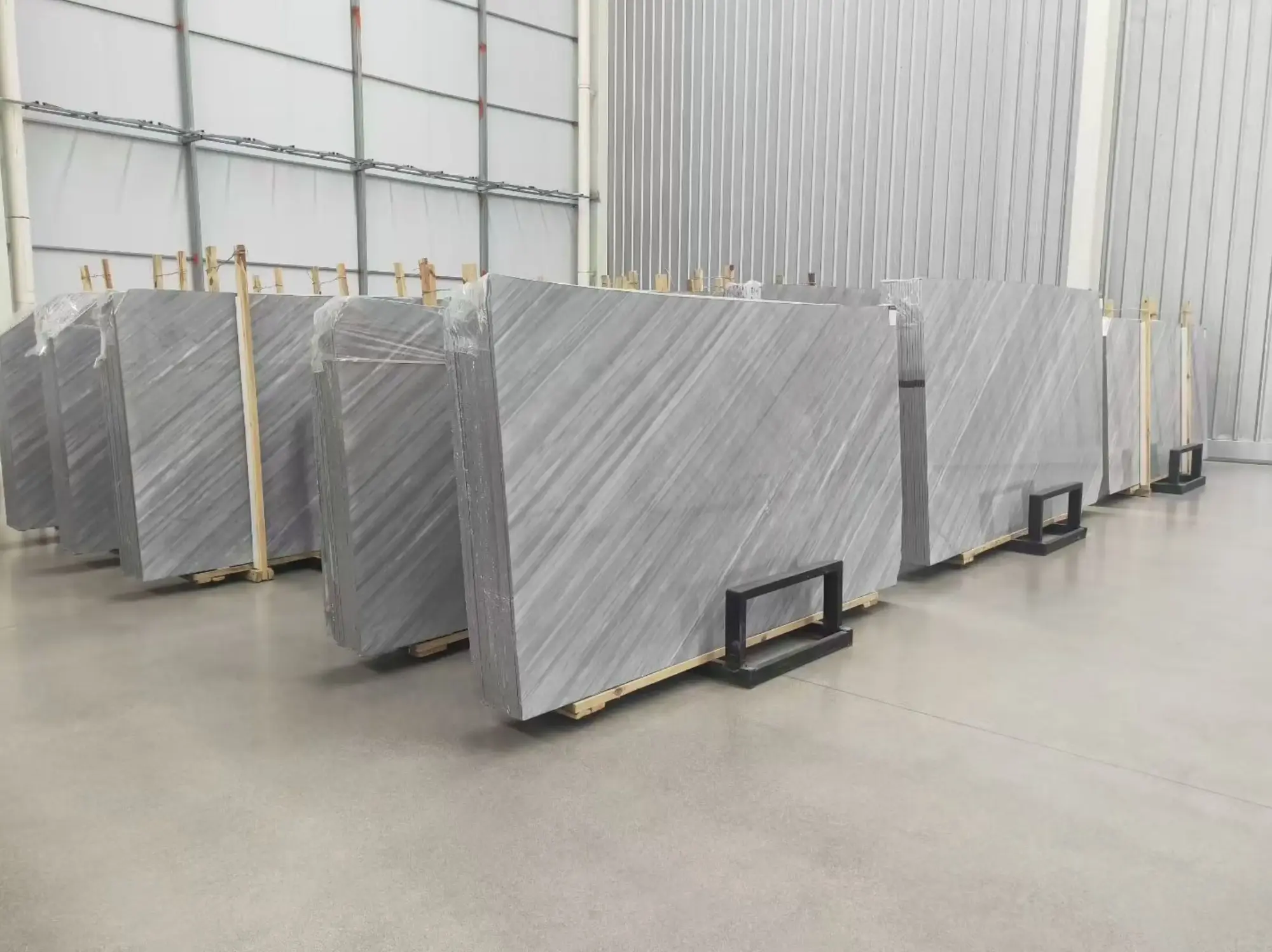 Gray Bardiglio Marble slab bundle warehouse application