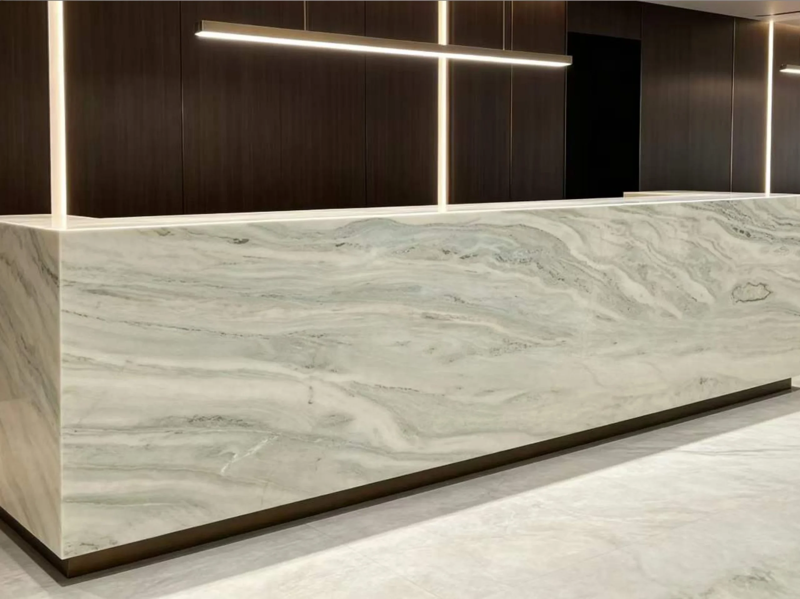 Green Ethereal Marble Reception Desk Cladding Green Ethereal Marble application: Green Ethereal Marble Reception Desk Cladding