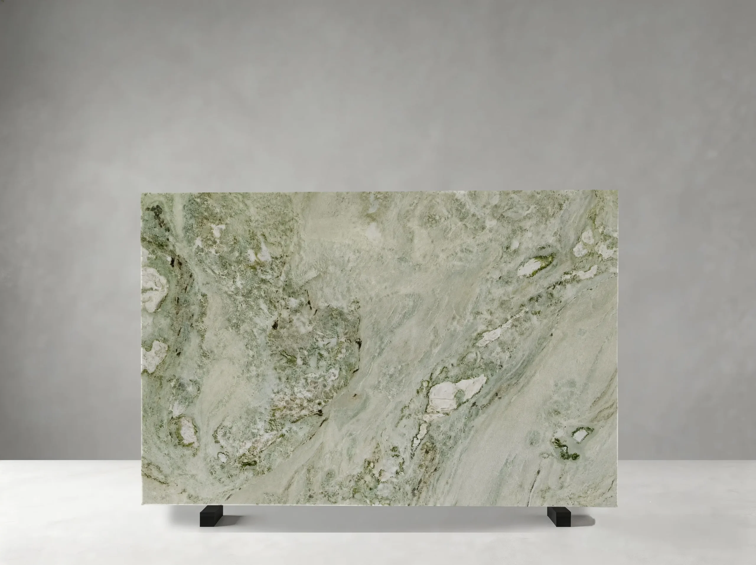 Green Ethereal Marble Slab 02 Green Ethereal Marble full slab 02 with clouded linear movement with quiet natural depth
