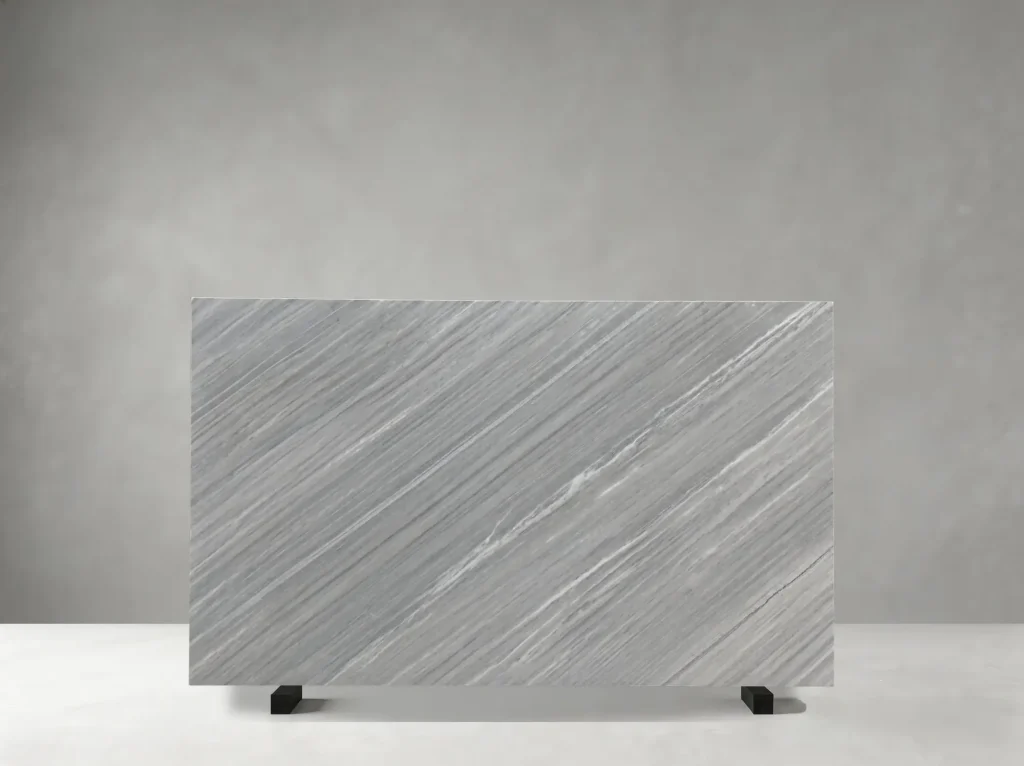 Imperial Bardiglio Marble polished slab showing a sophisticated grey field with flowing silver-white lines