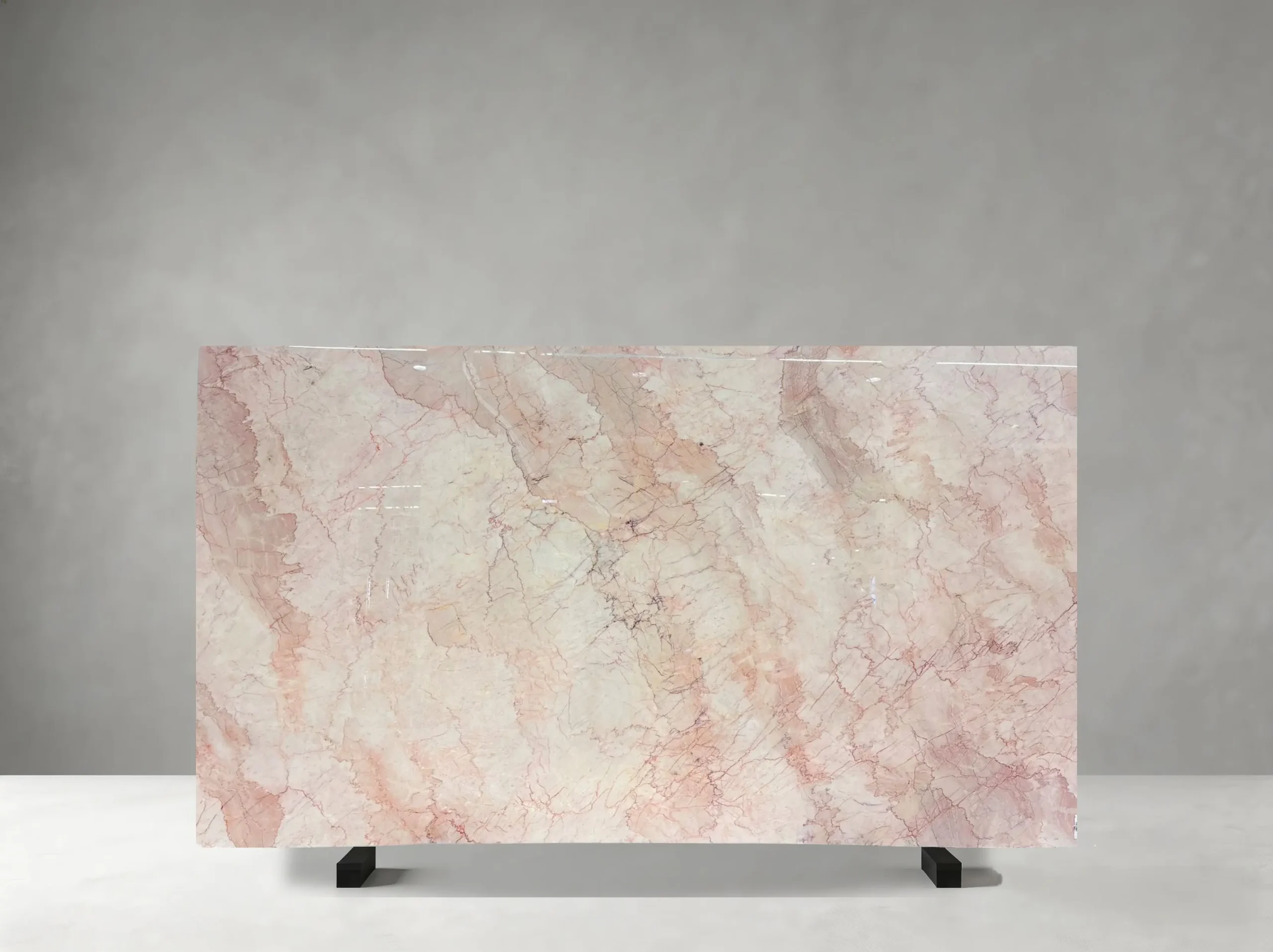 Inmarsa Marble Full Slab 02 Inmarsa Marble full slab 02 with layered brecciated movement with soft brown and burgundy lines