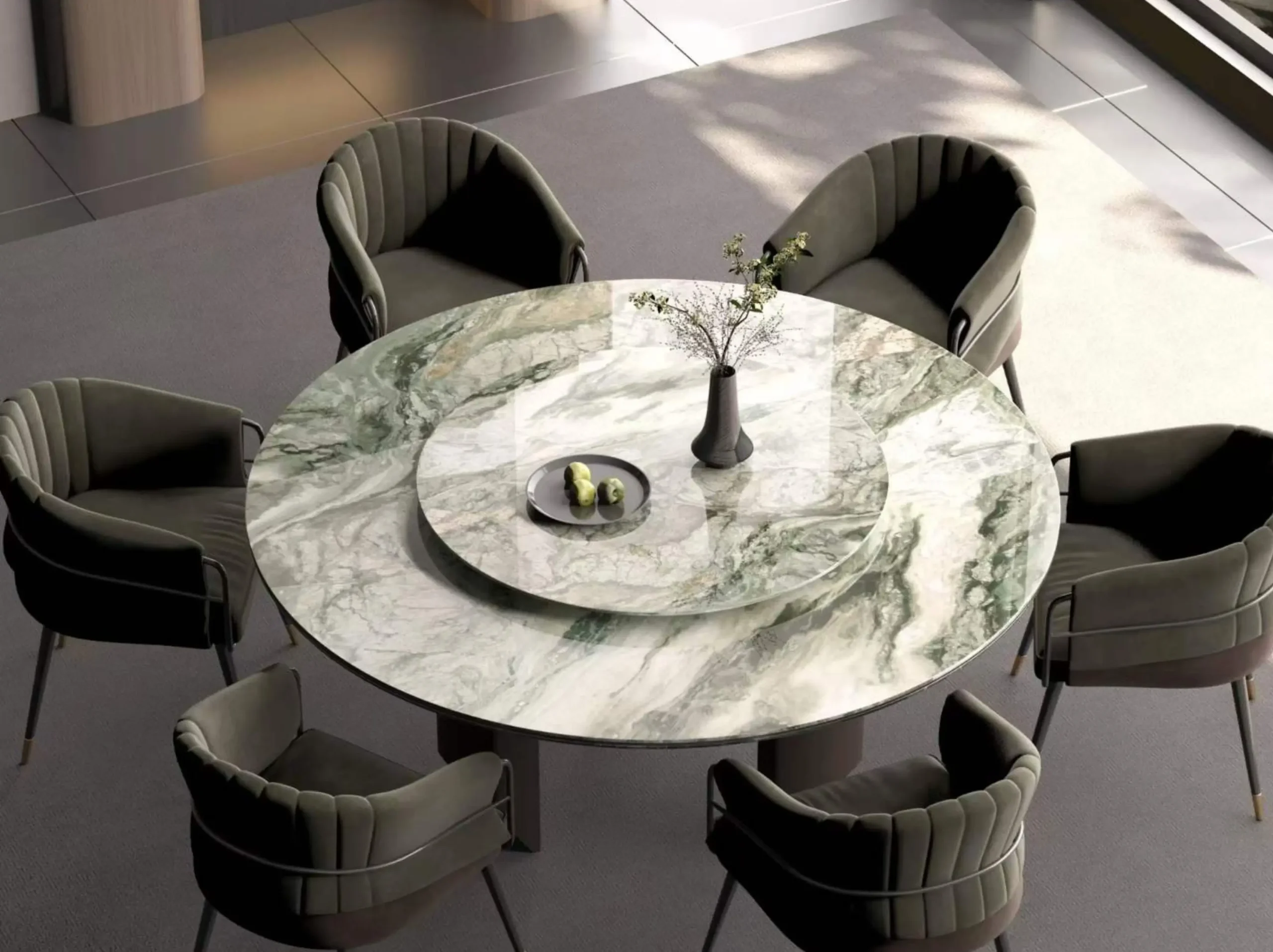 Italian Victoria Green Marble Dining Table Top Italian Victoria Green Marble application: Italian Victoria Green Marble Dining Table Top