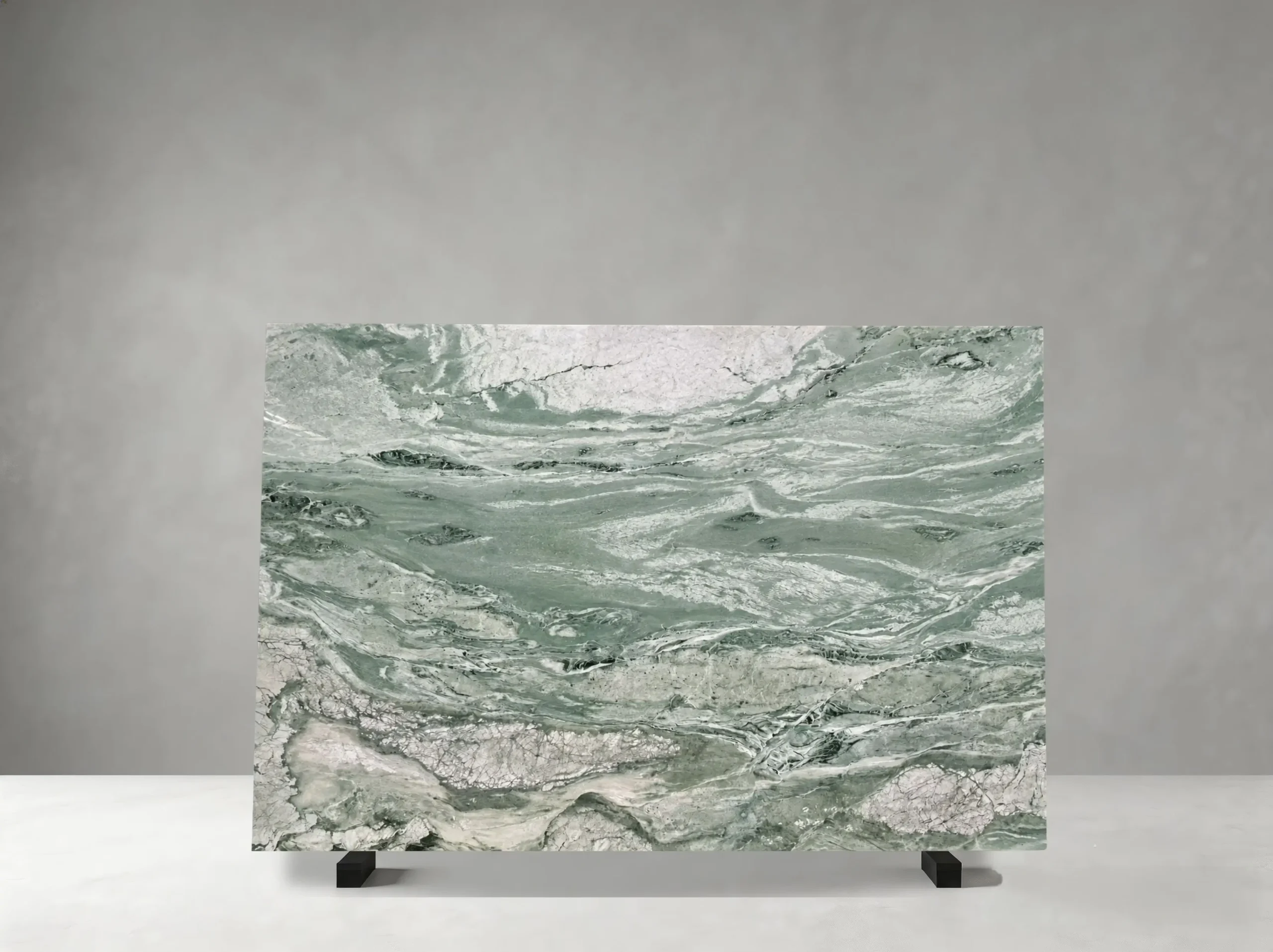 Italian Victoria Green Marble Full Slab 01 Italian Victoria Green Marble full slab 01 showing deep forest green, jade, white, and soft grey