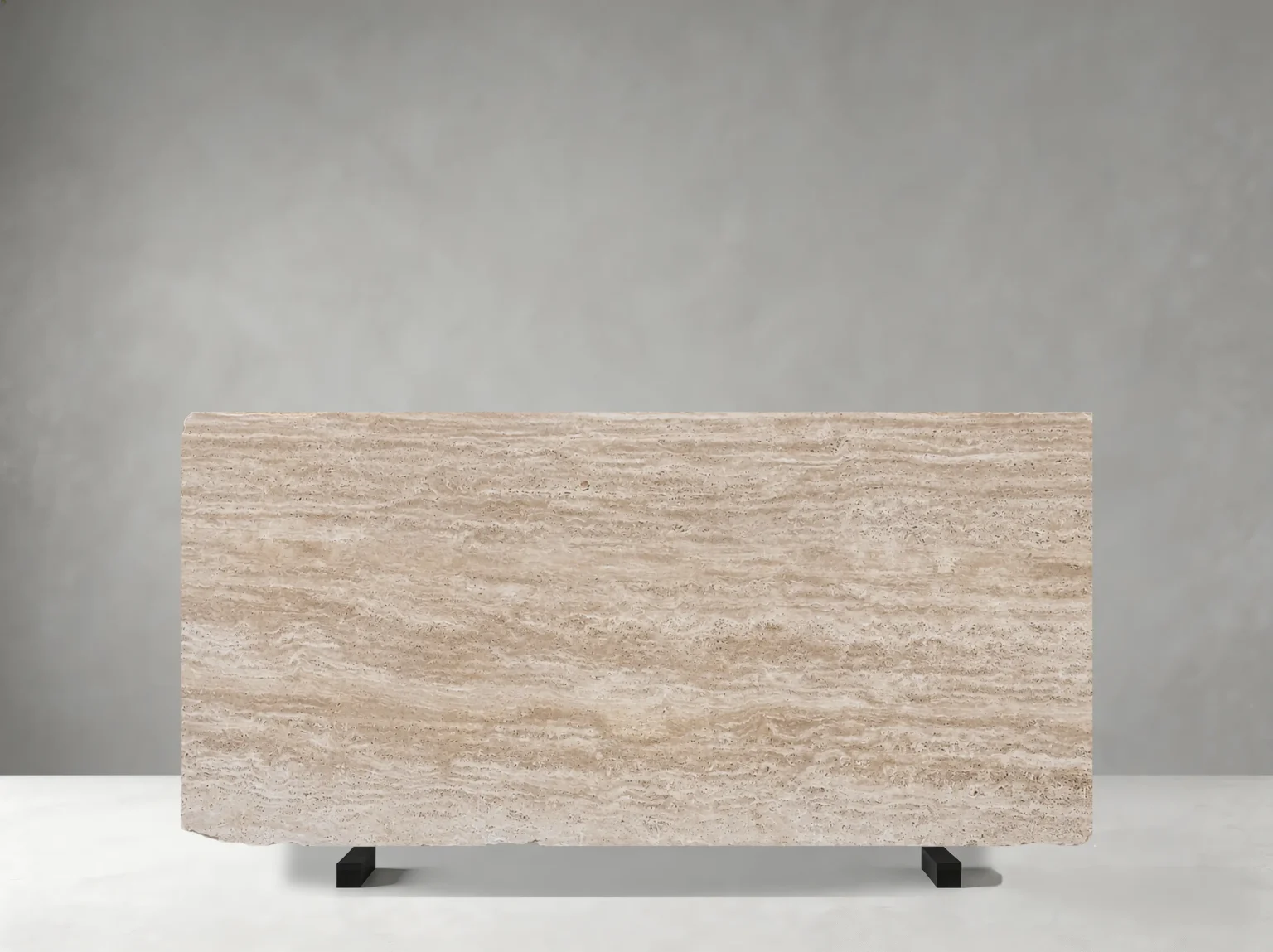 Ivory Travertine slab 01 showing warm ivory-beige tones with elegant natural movement and refined surface character