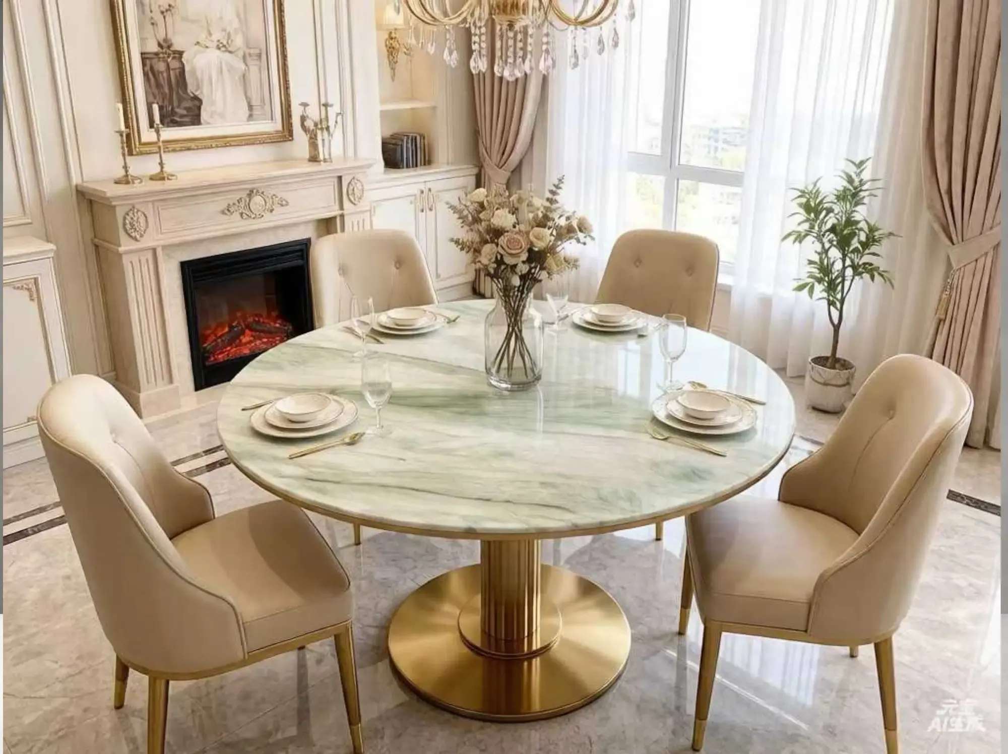Jade Quartzite round dining table application