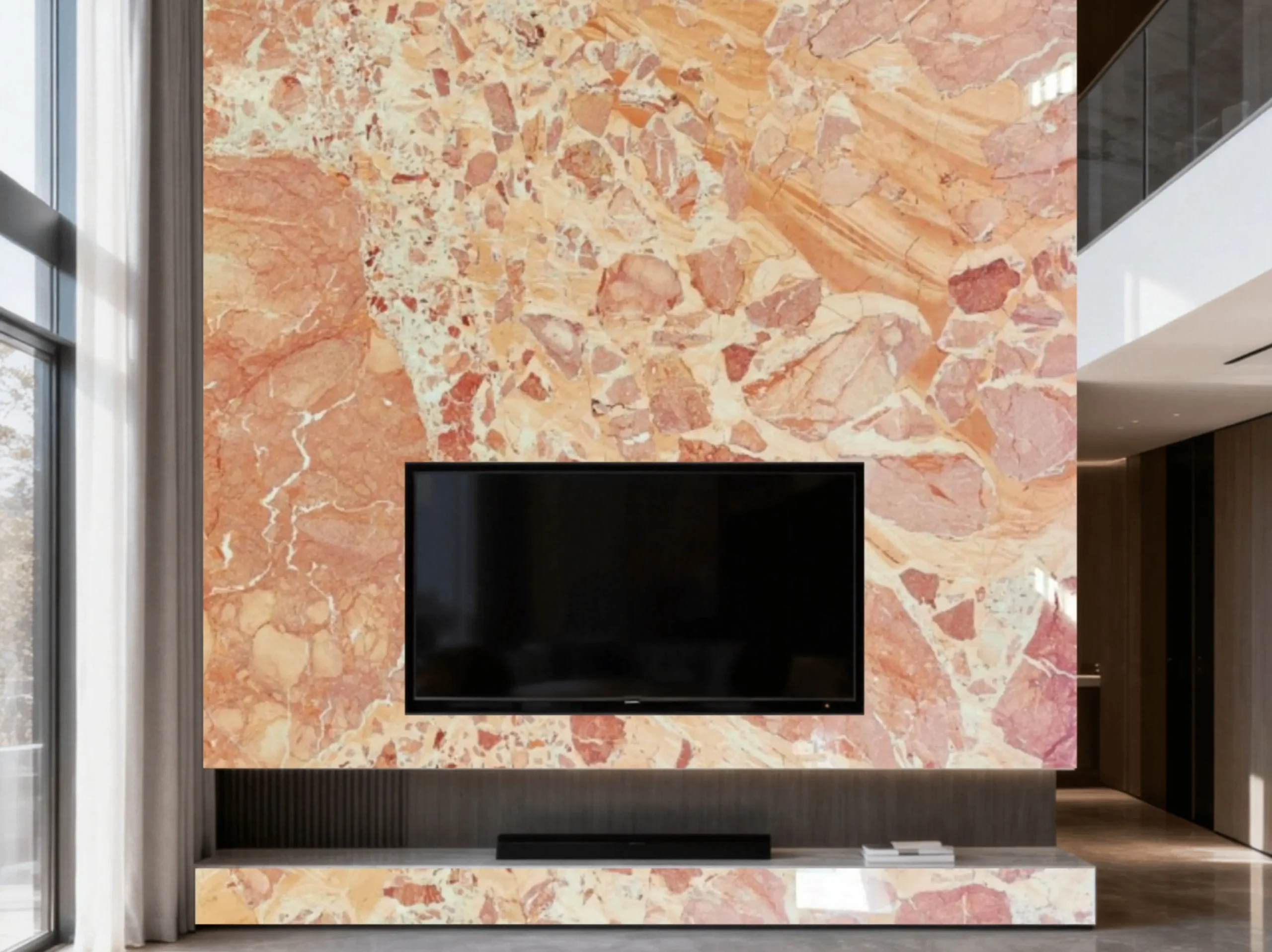 Marmo Brecchia Pernice Scuro TV background wall