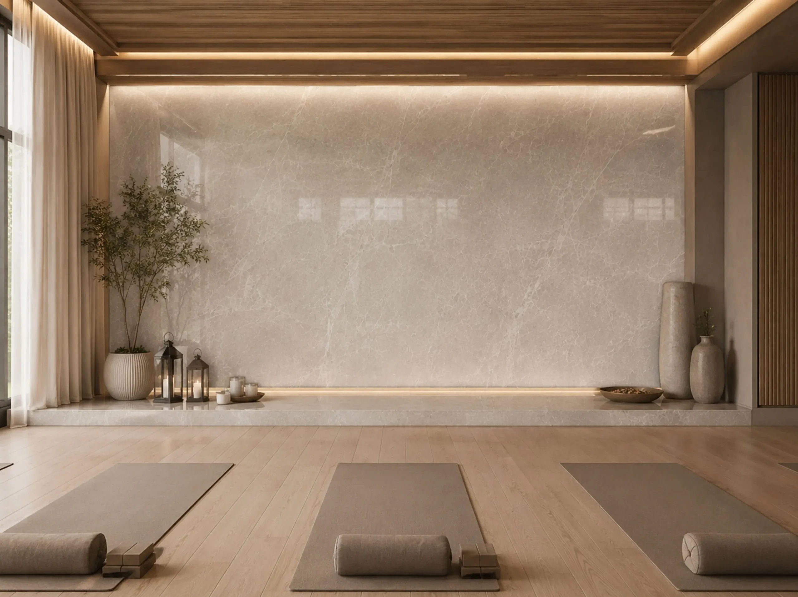 Nordic Grey Marble used for yoga studio feature wall
