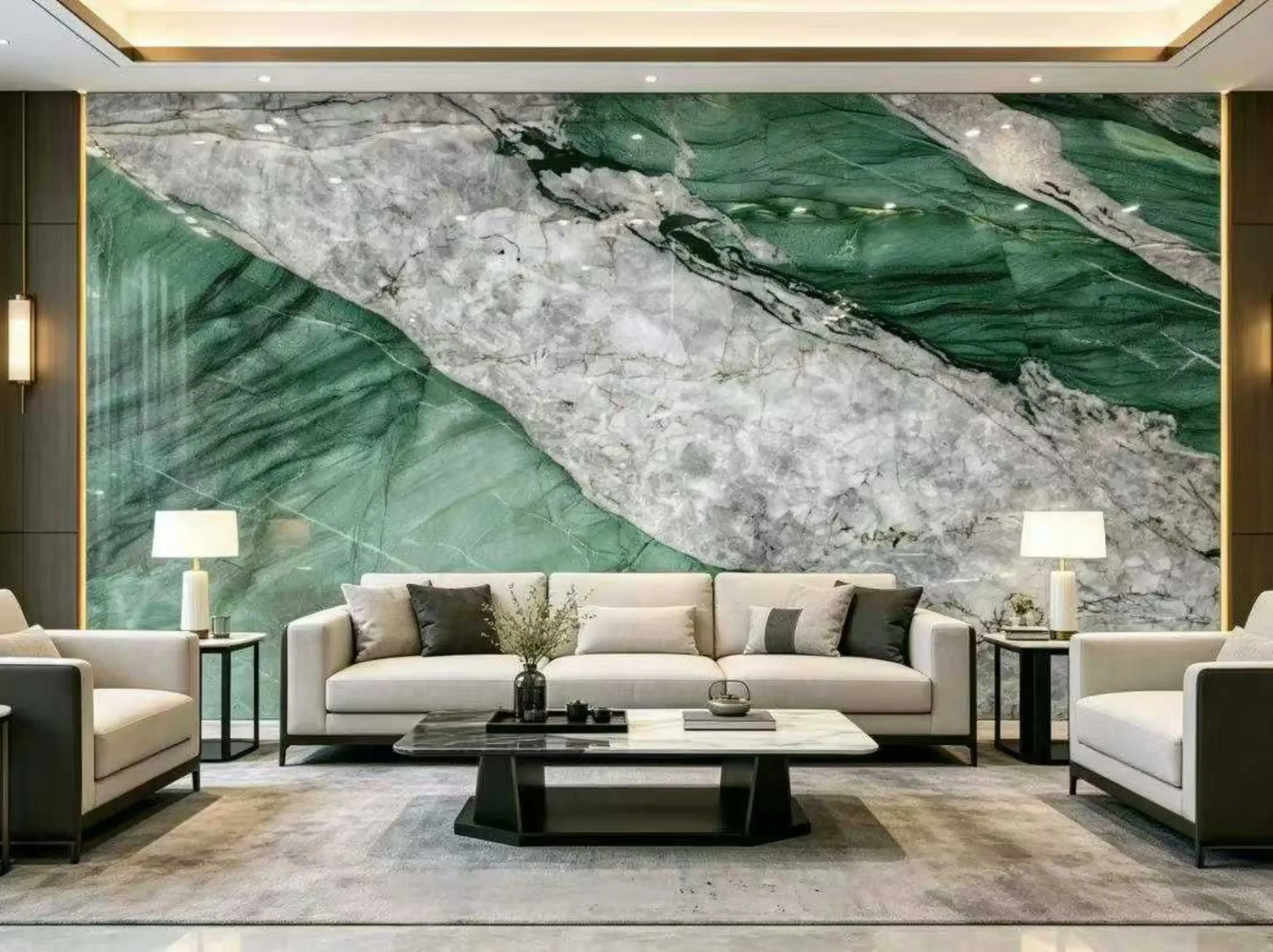 Patagonia Green Quartzite luxury living room feature wall for a luxury interior project