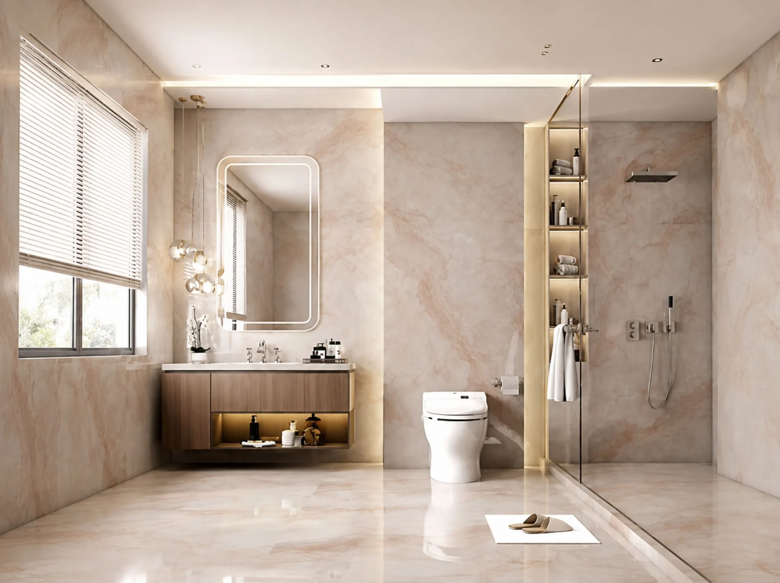 Pinkura Marble Bathroom Wall Floor Cladding Pinkura Marble application: Pinkura Marble Bathroom Wall Floor Cladding