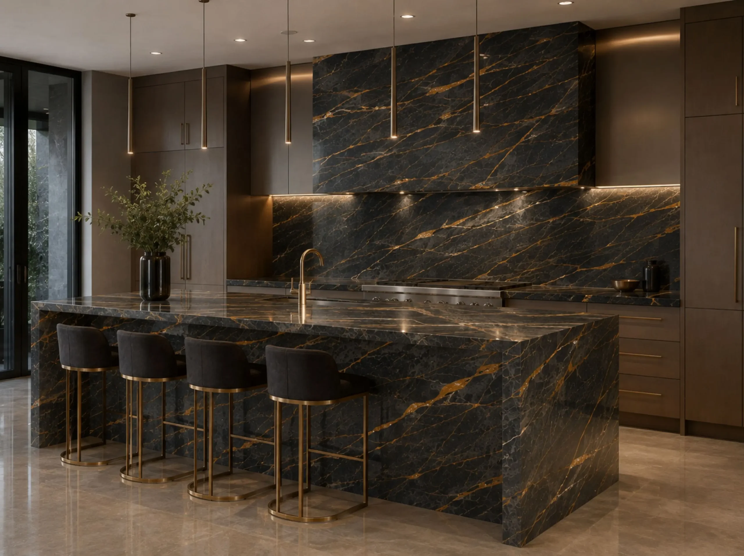 Port Saint Laurent Marble kitchen island backsplash for a luxury interior project