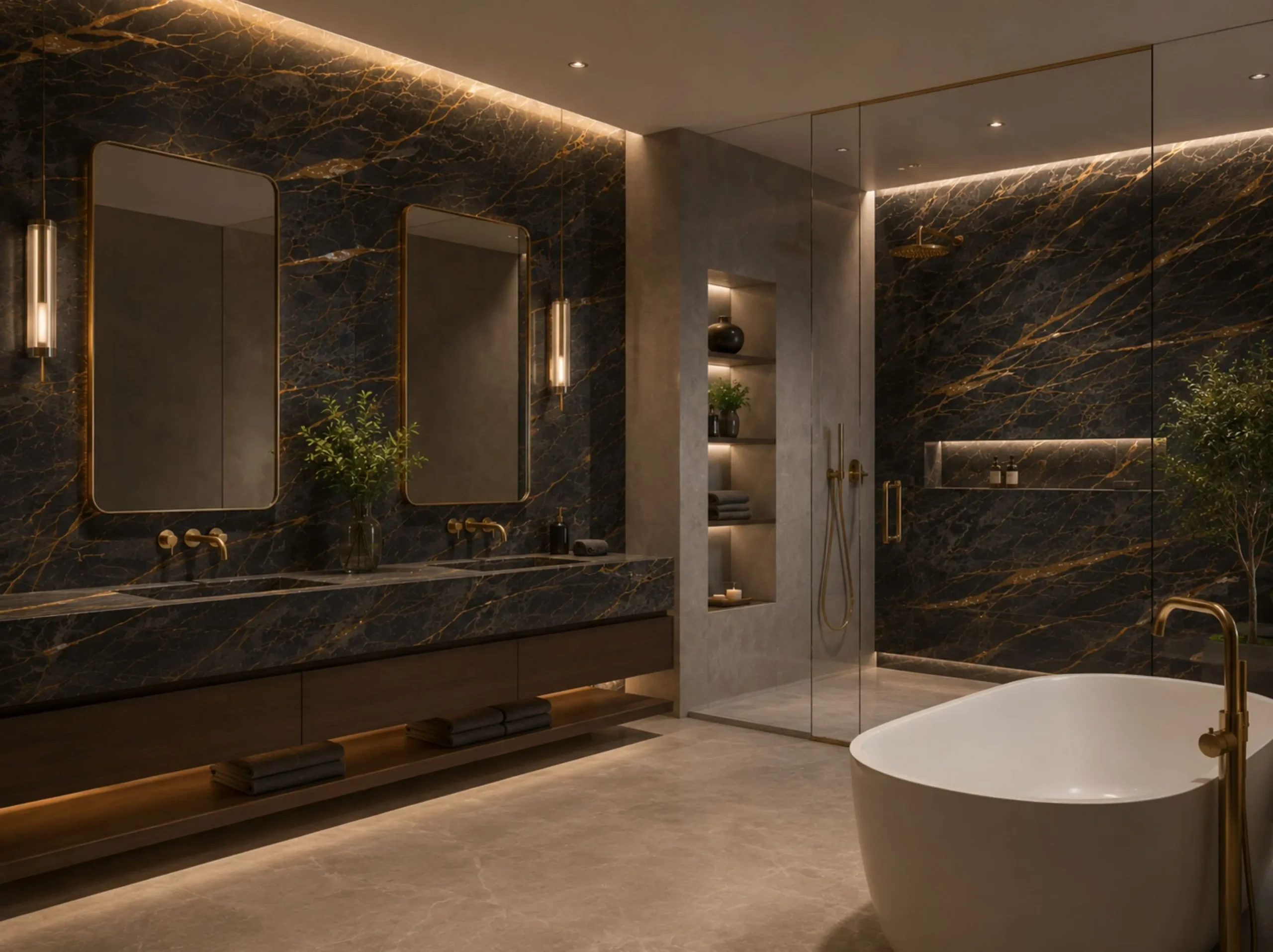 Port Saint Laurent Marble luxury bathroom wall vanity for a luxury interior project