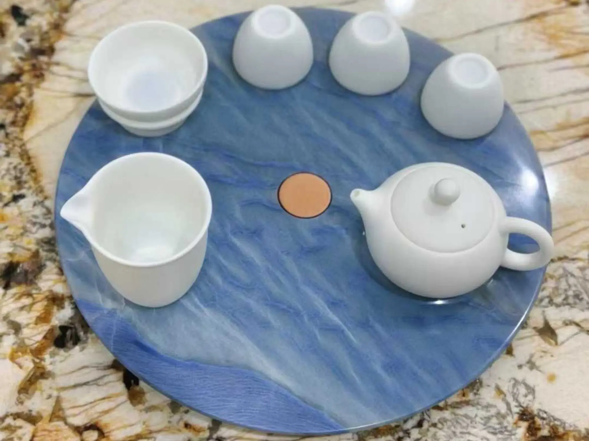 Royal Blue Quartzite custom tea tray application
