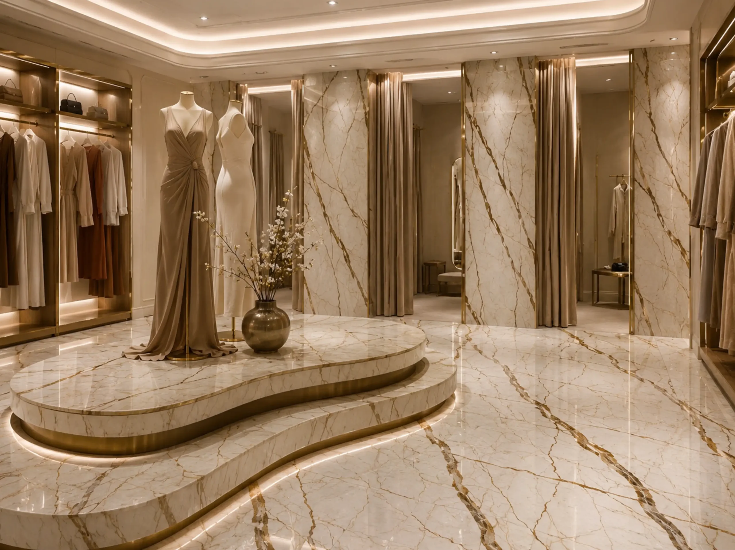 Sofita Golden Marble luxury fashion boutique floor wall for a luxury interior project