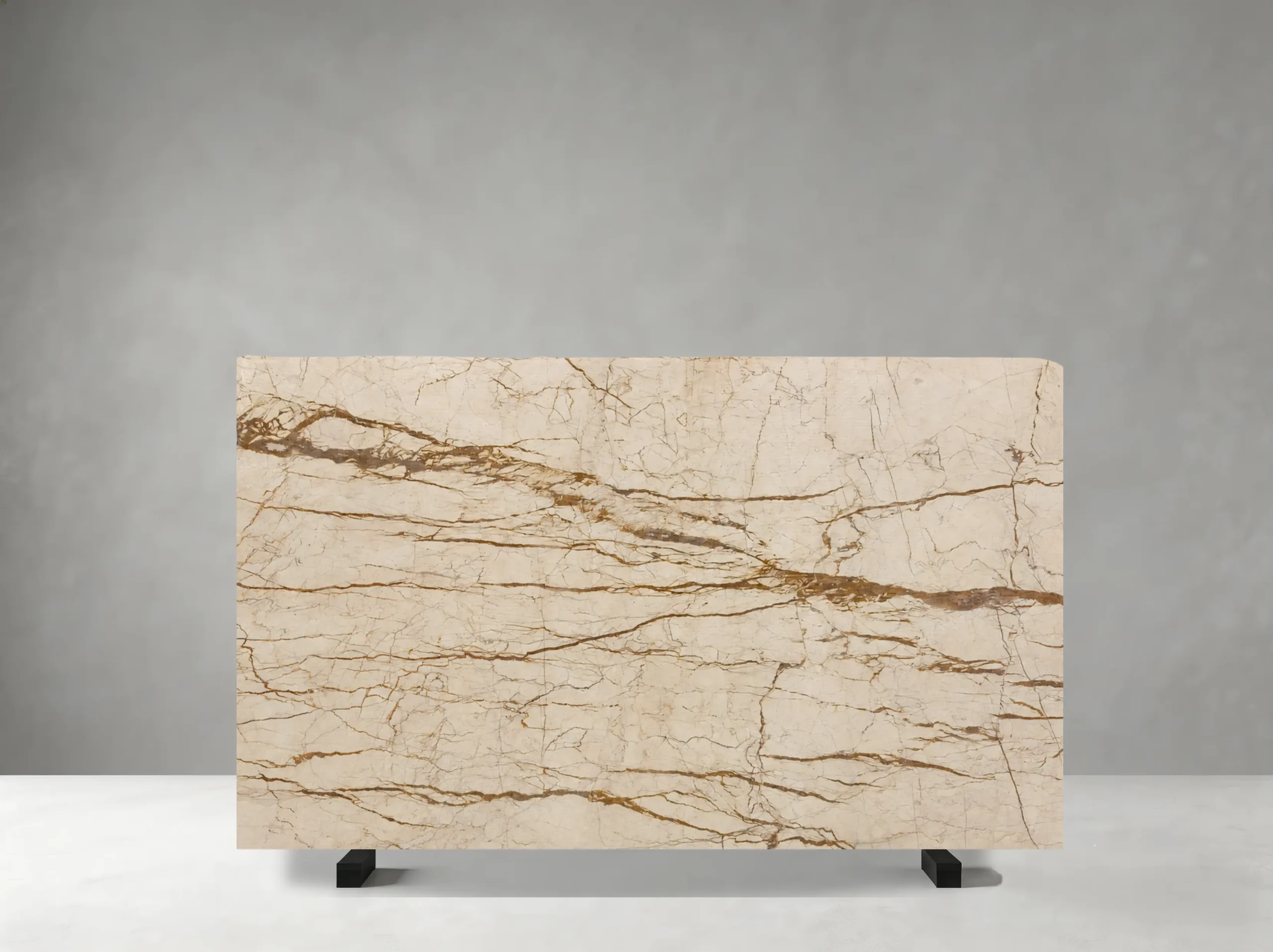 Sofita Golden Marble slab with creamy ivory and honey-gold tones with expressive warm veining
