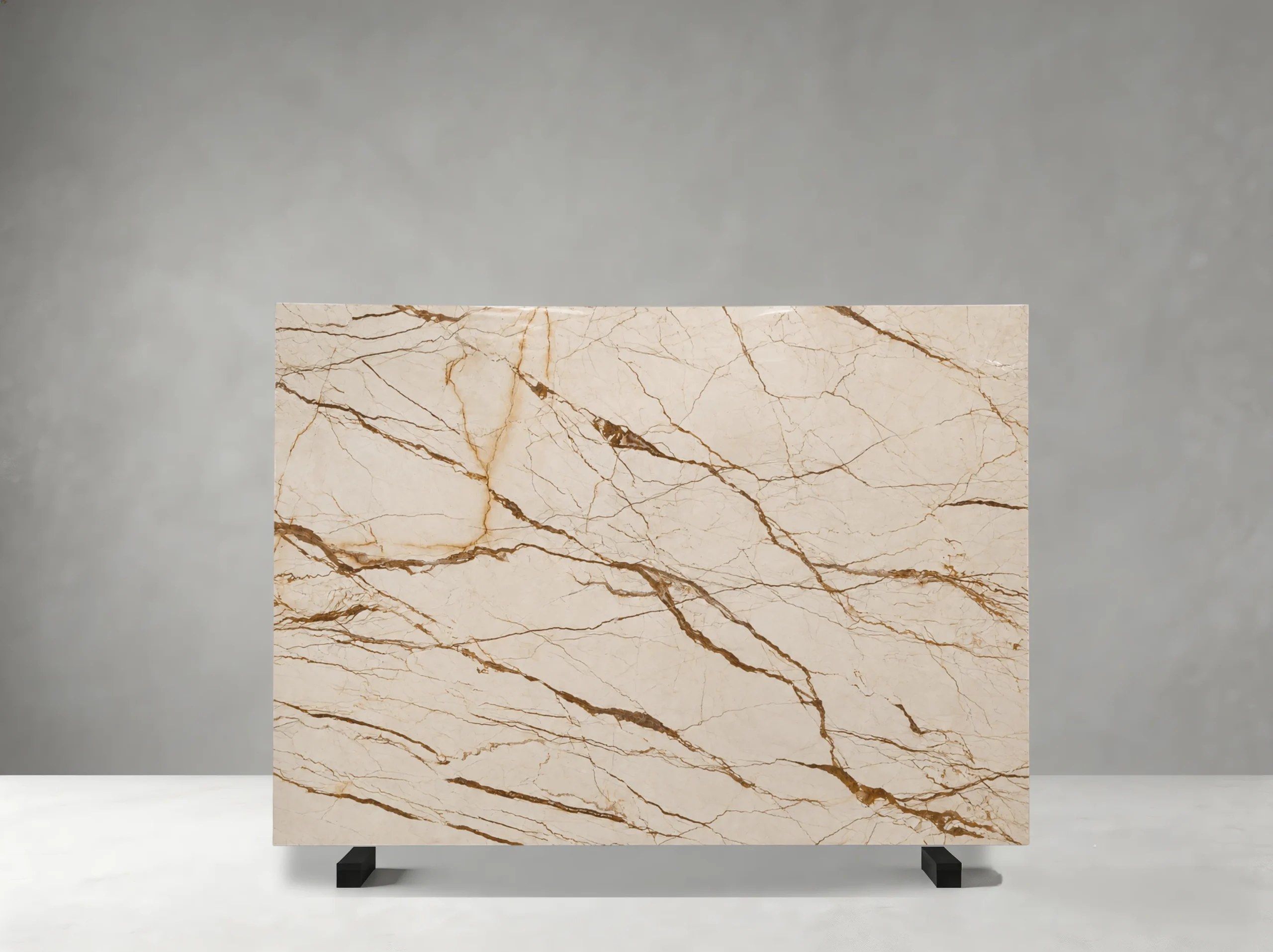 Sofita Golden Marble full slab showing creamy ivory and honey-gold tones with expressive warm veining