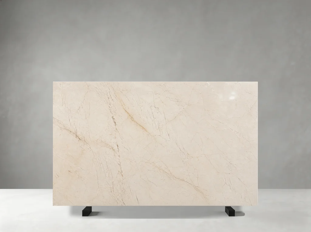 Sofitel Beige Marble slab with balanced beige, cream and light honey tones with subtle fine veining