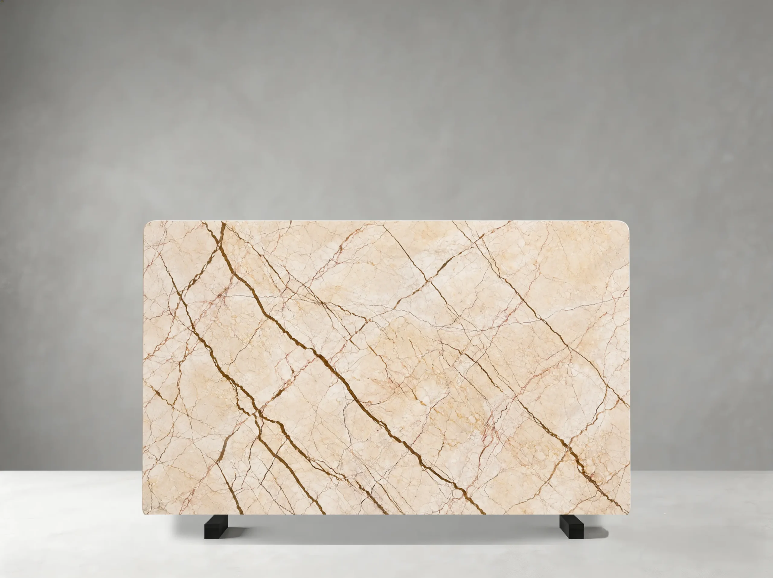 Sofitel Golden Marble slab with warm beige and luminous golden tones with fine brown veins and soft clouding