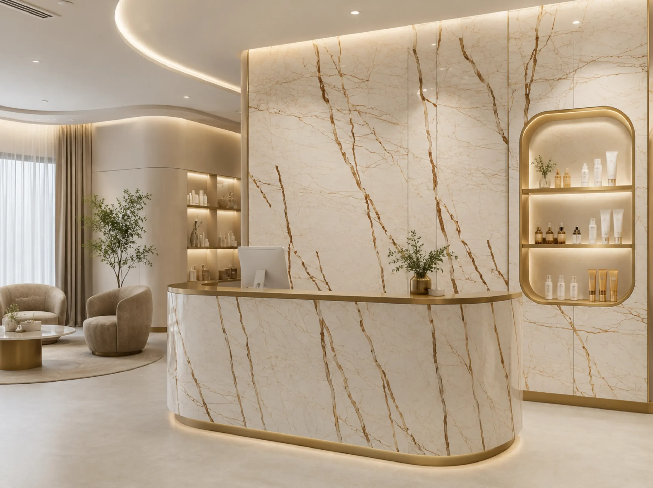 Sofitel Golden Marble spa reception desk for a luxury interior project