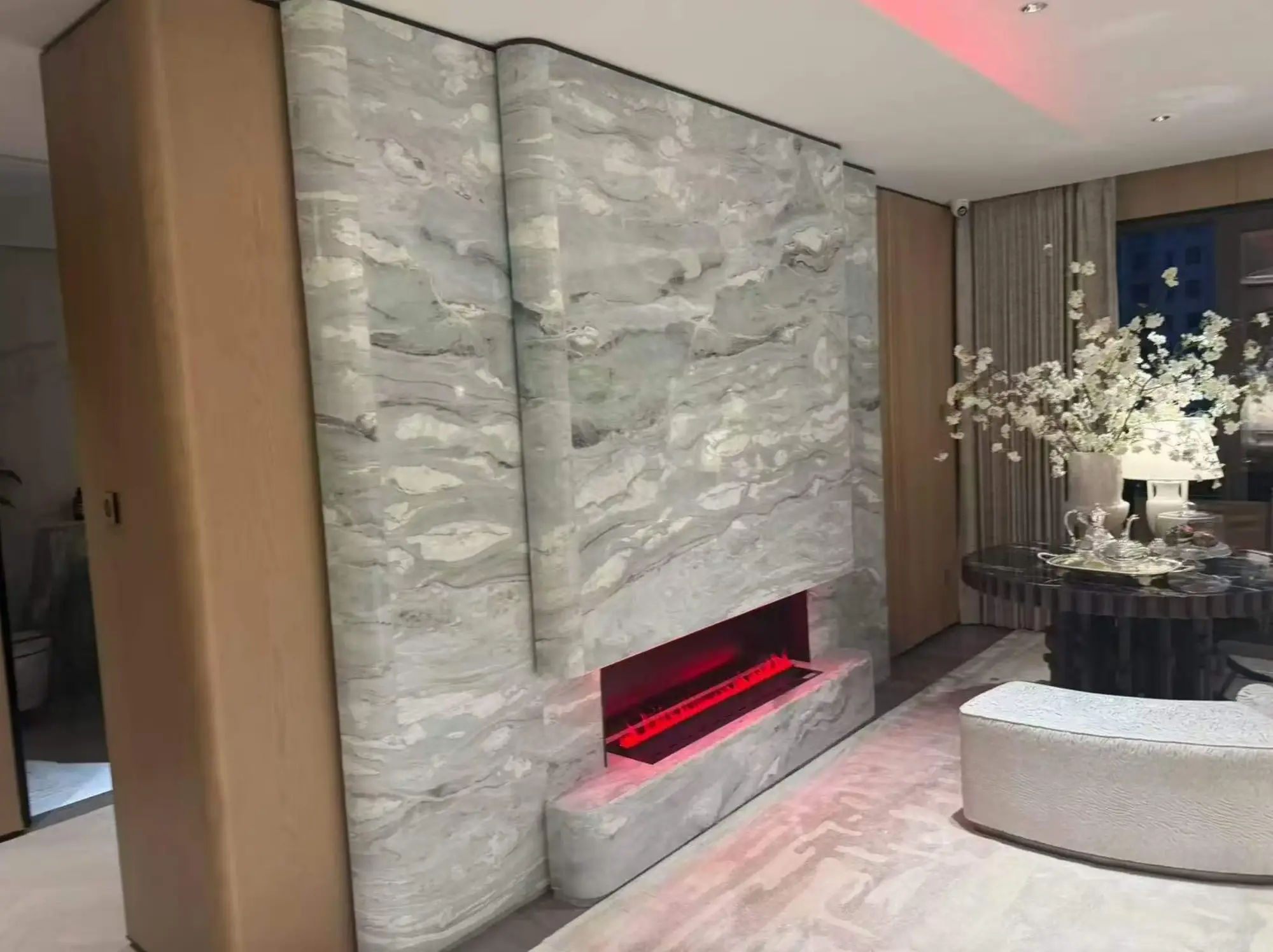 Tiffany Diamond Quartzite living room fireplace feature wall application