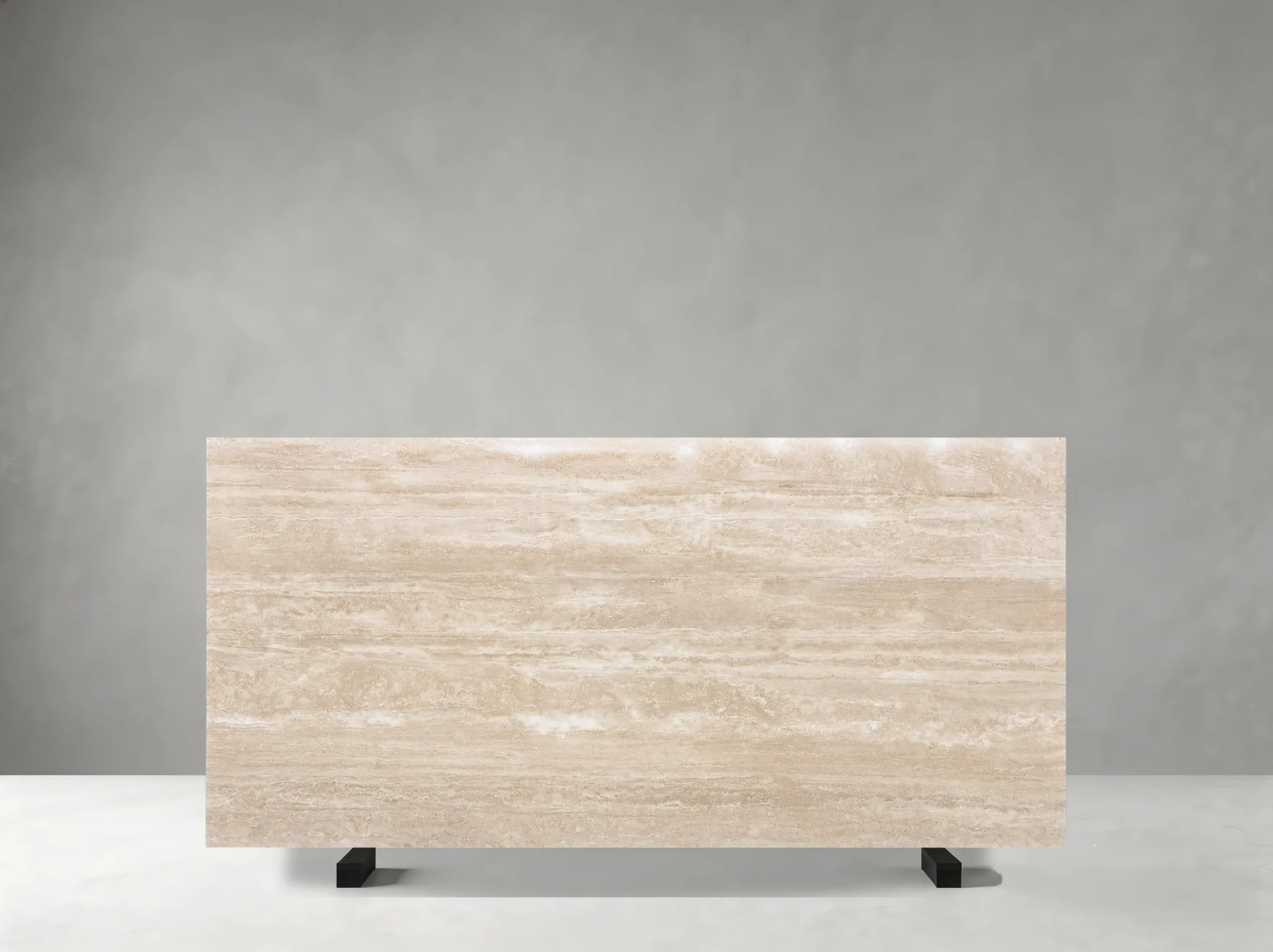 Travertino Navone slab 01 showing warm ivory-beige tones with elegant natural movement and refined surface character