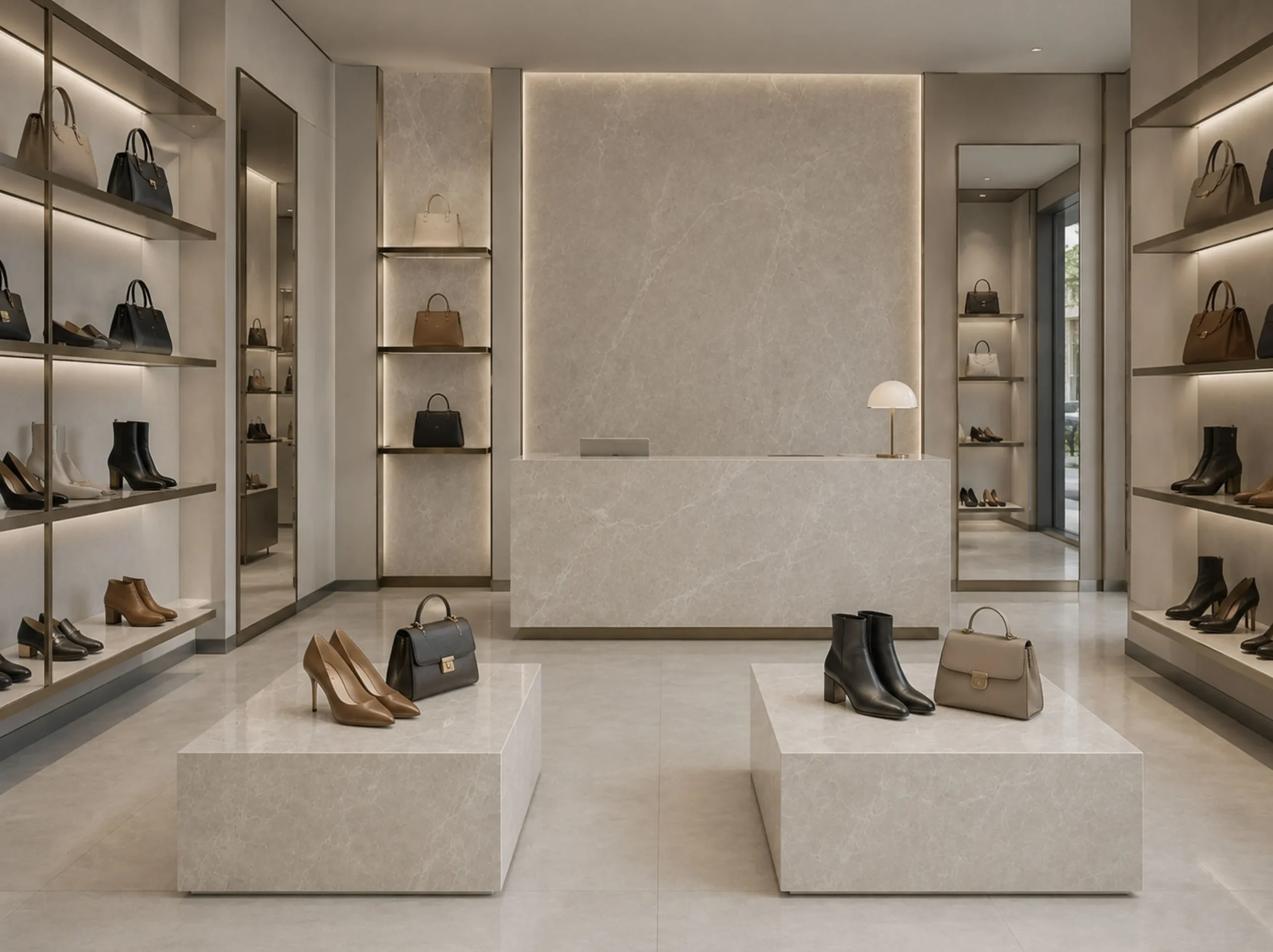 Tundra Grey Marble used for luxury retail boutique reception and displays