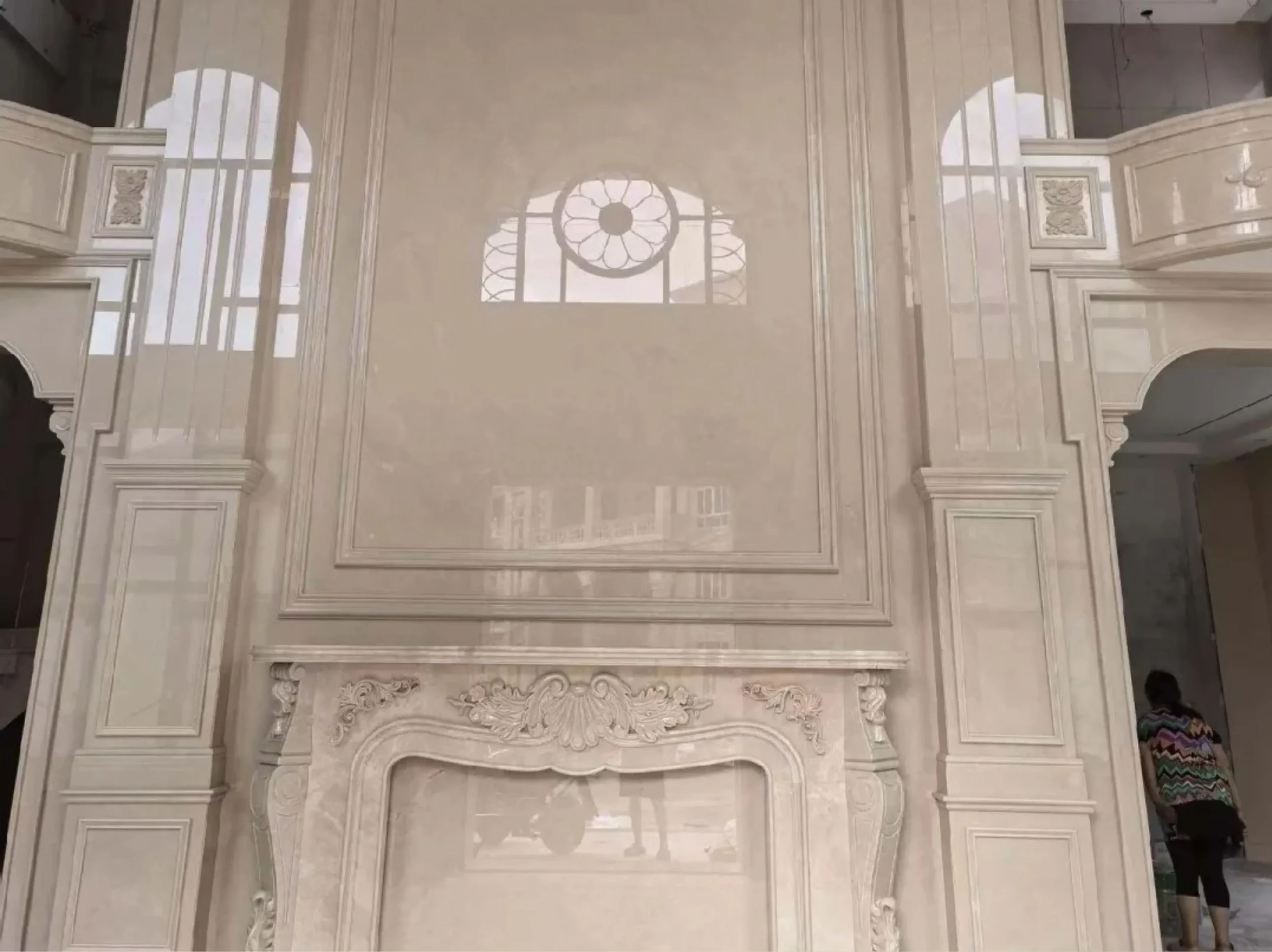 Turcamar Bai Yulan Marble classic fireplace surround and wall cladding