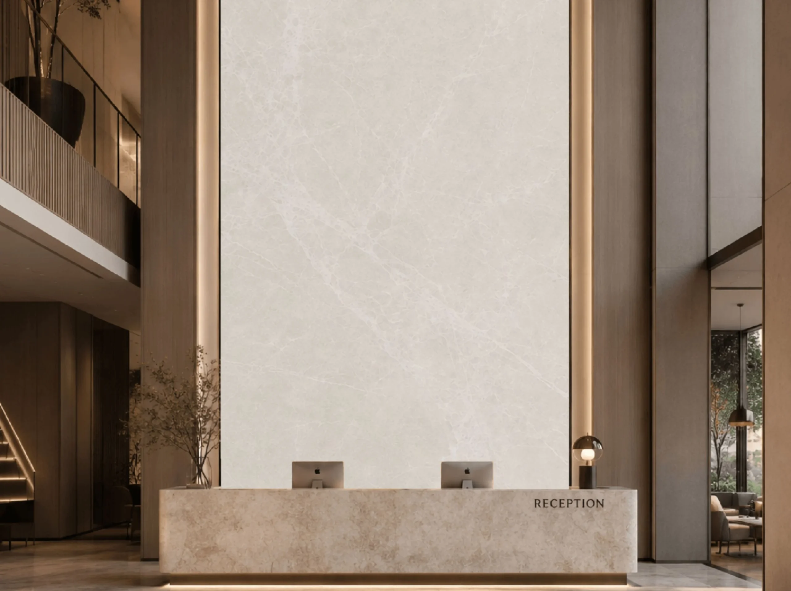 Turcamar Bai Yulan Marble luxury hotel reception feature wall