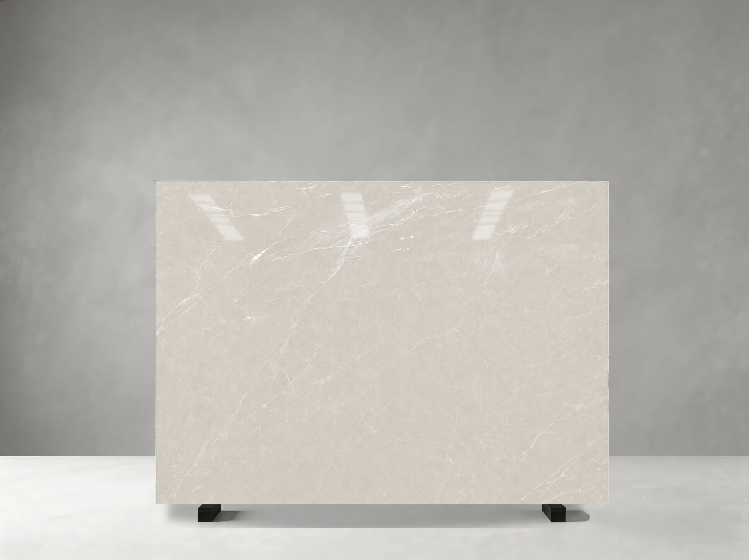 Turcamar Bai Yulan Marble full slab with pale cream-beige and warm ivory tones and soft clouding with fine ivory veins and restrained crystalline movement