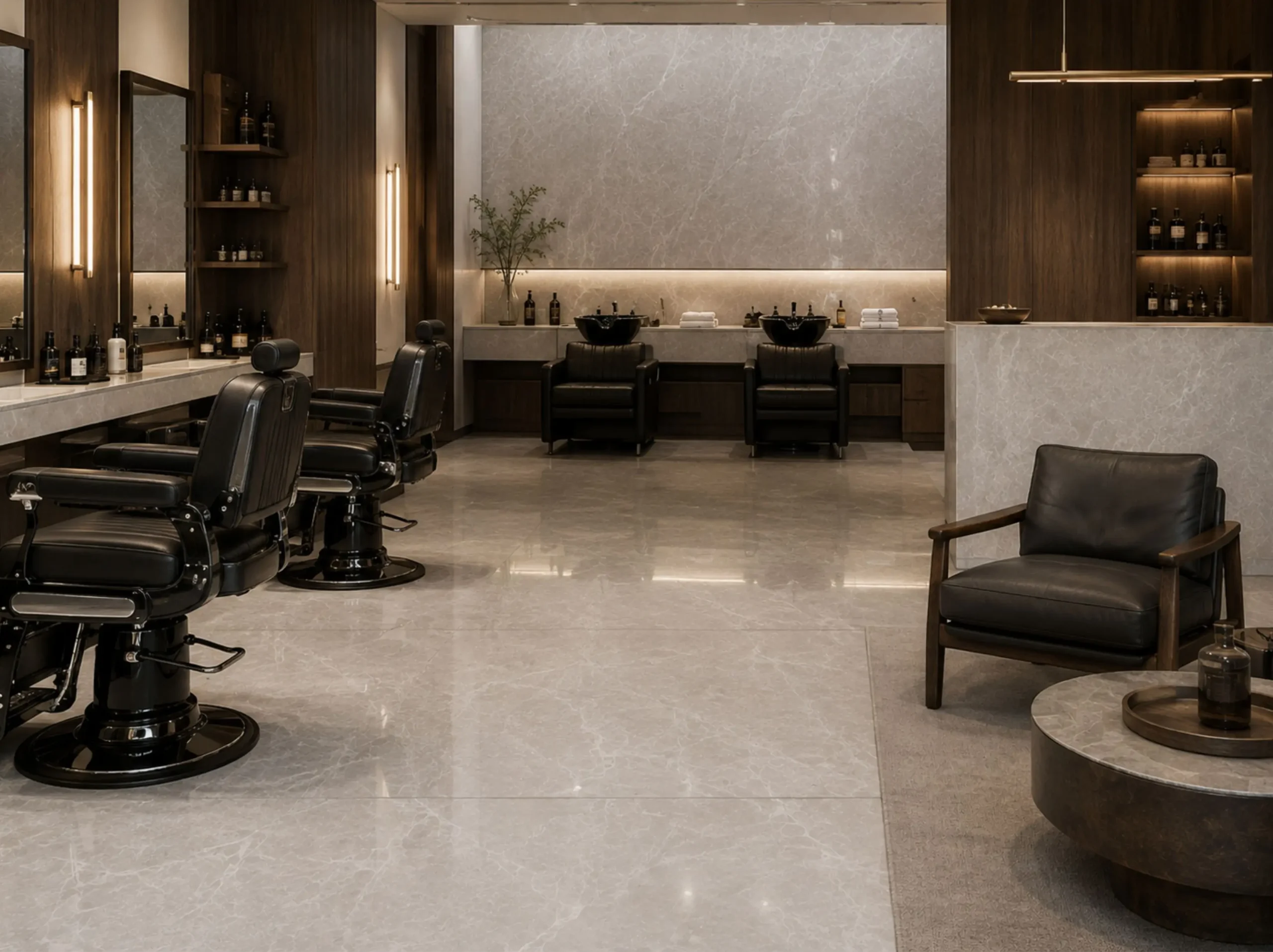 Turkish Milan Grey Marble used for barbershop wall counter and floor